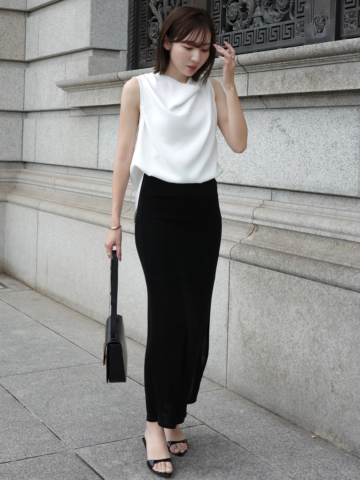 トリアセテートドレープブラウス