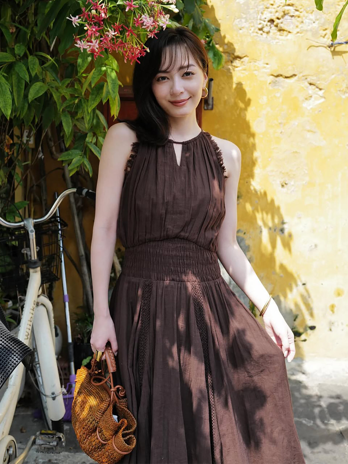 Indiaバックオープンティアードワンピース