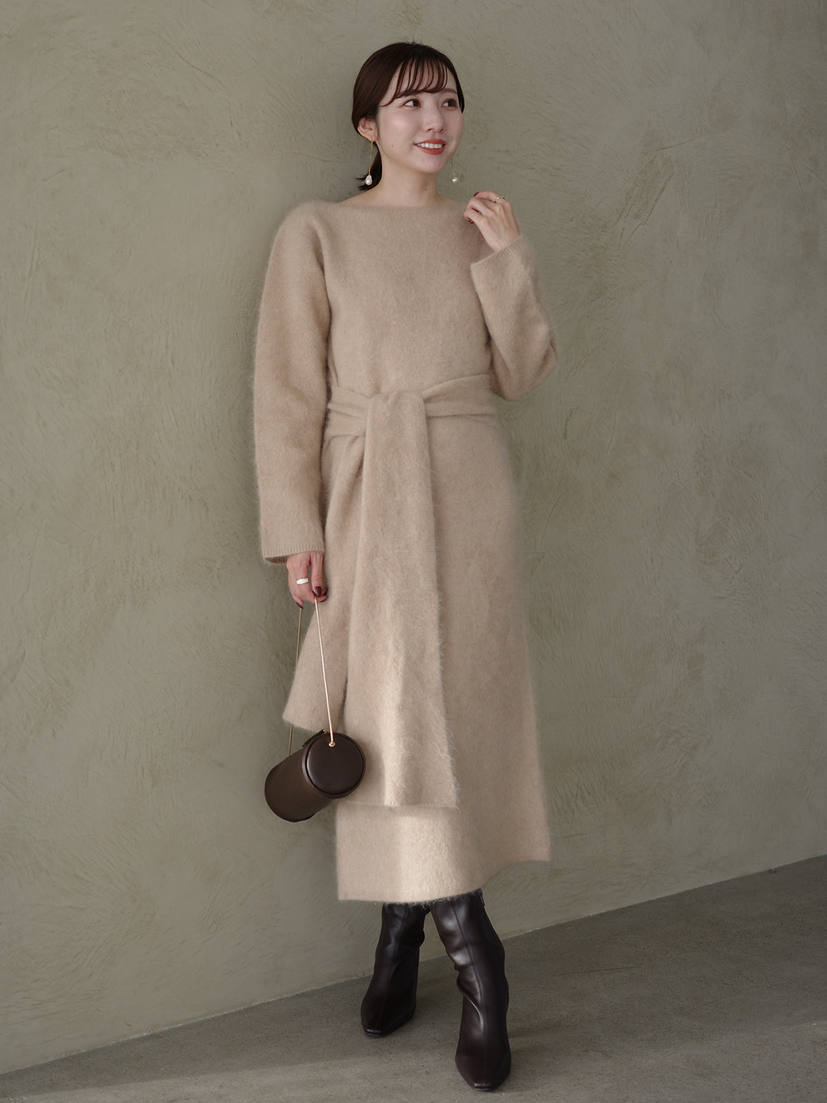 ウールミンクニットワンピース