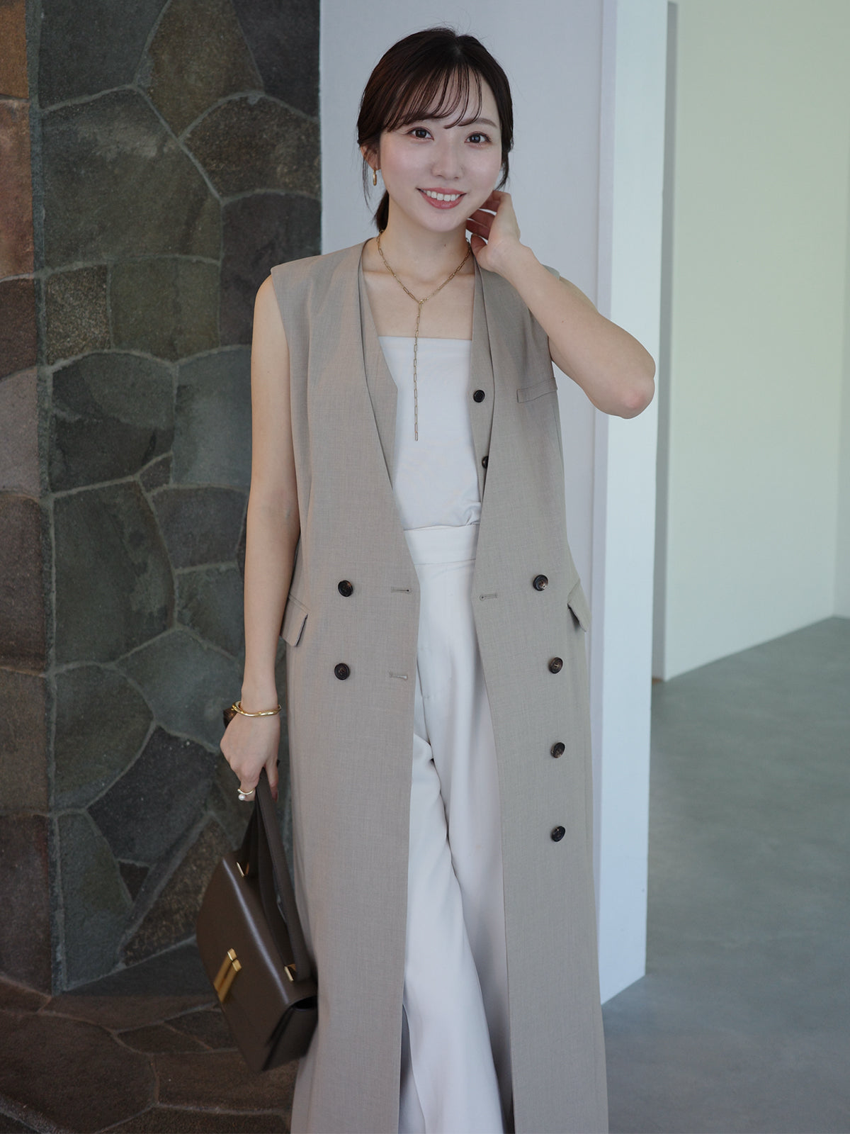 レイヤードジレワンピース