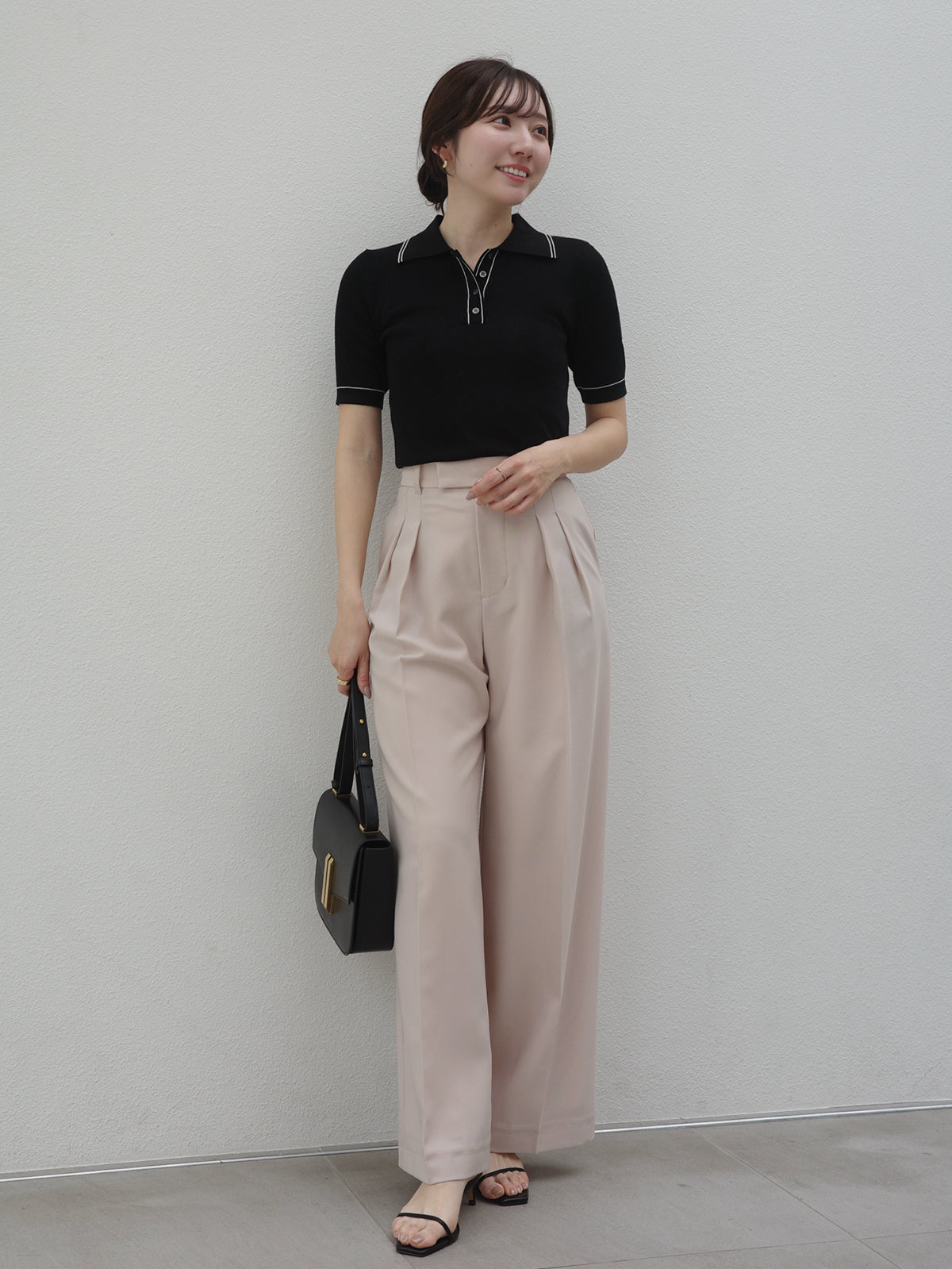 テンセルポロニットトップス