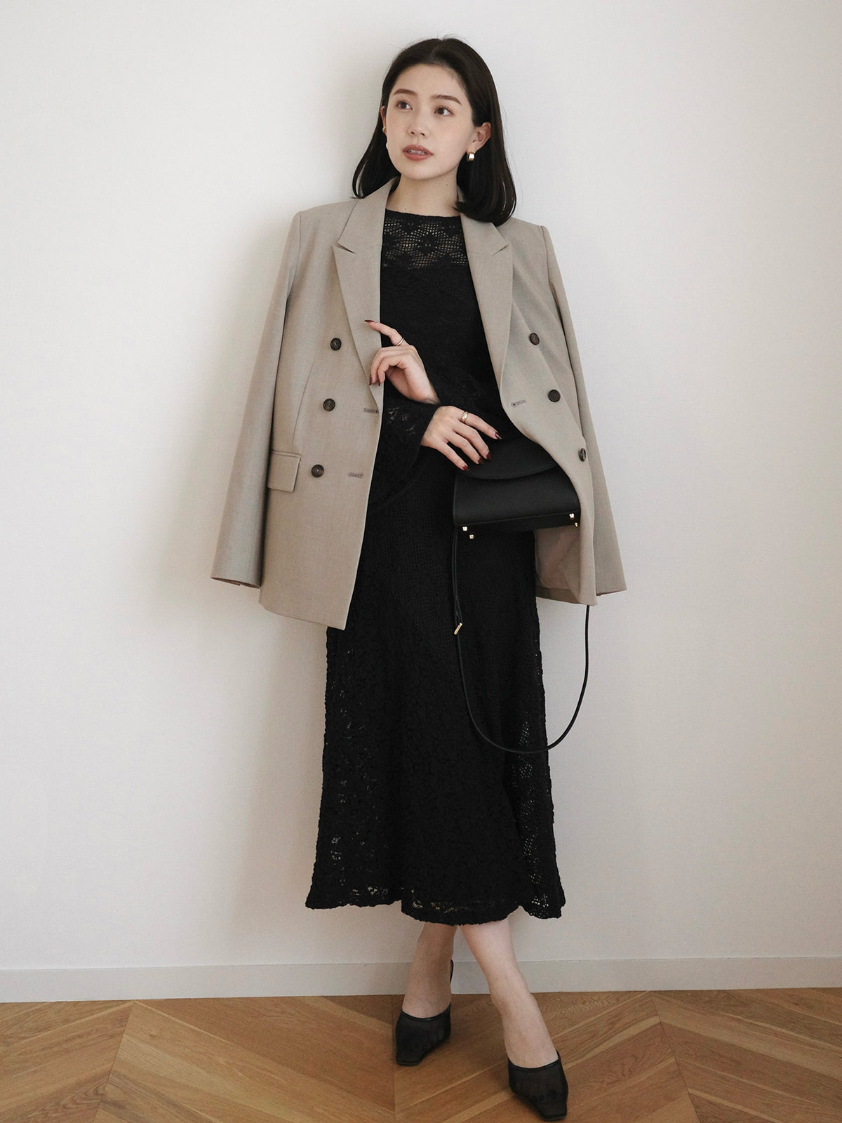 シュリンクレースパネルワンピース