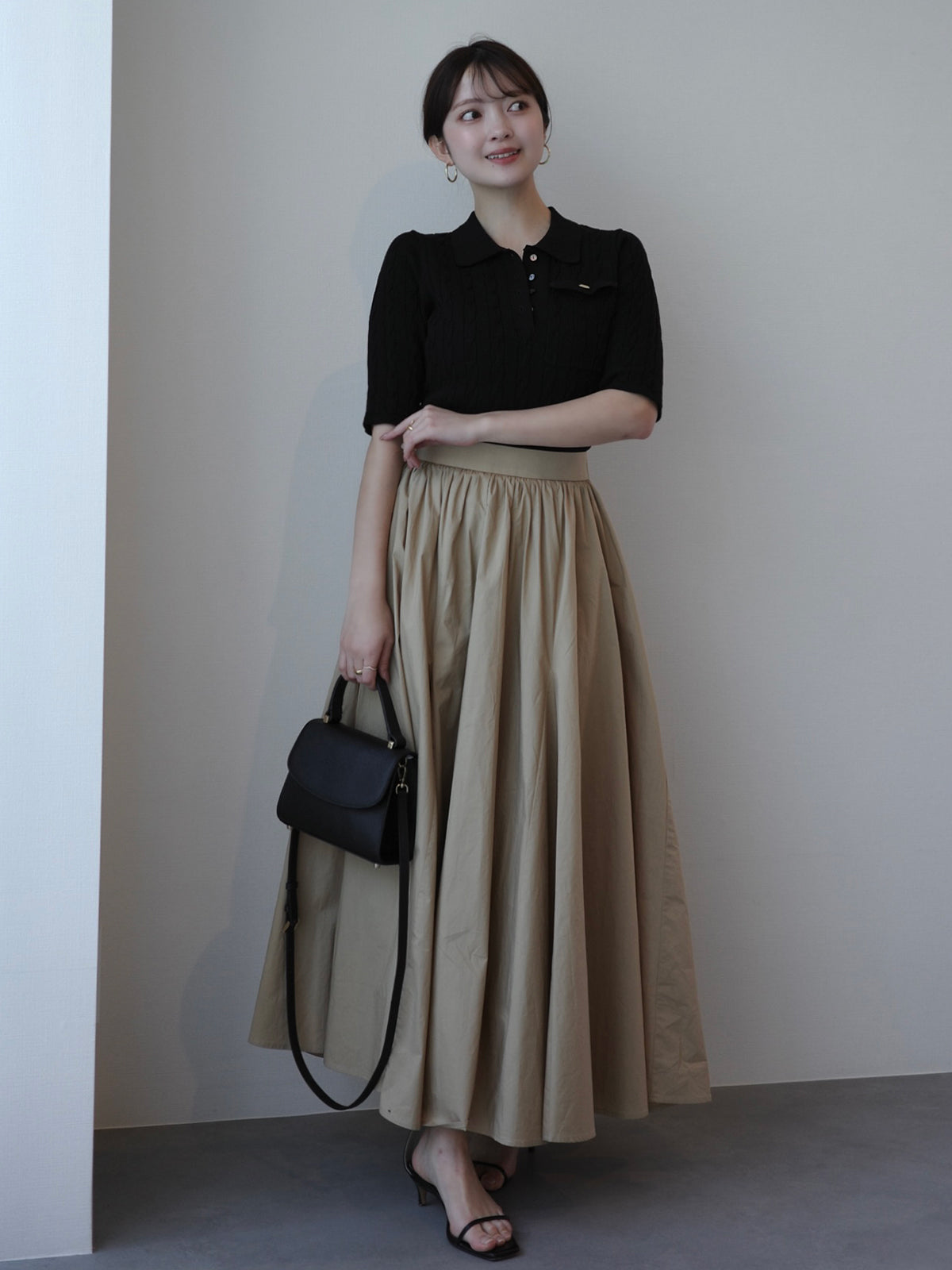 ケーブルポロドッキングニットワンピース