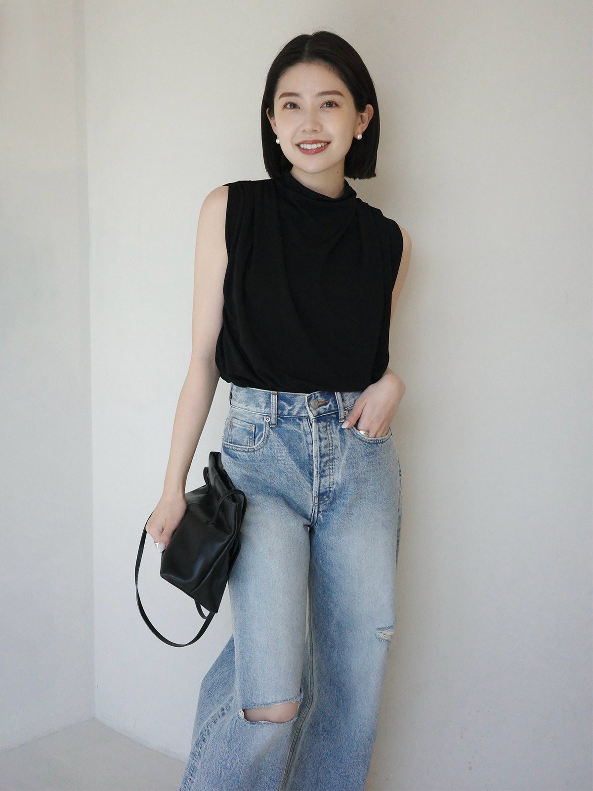 トリアセギャザードレープカットトップス