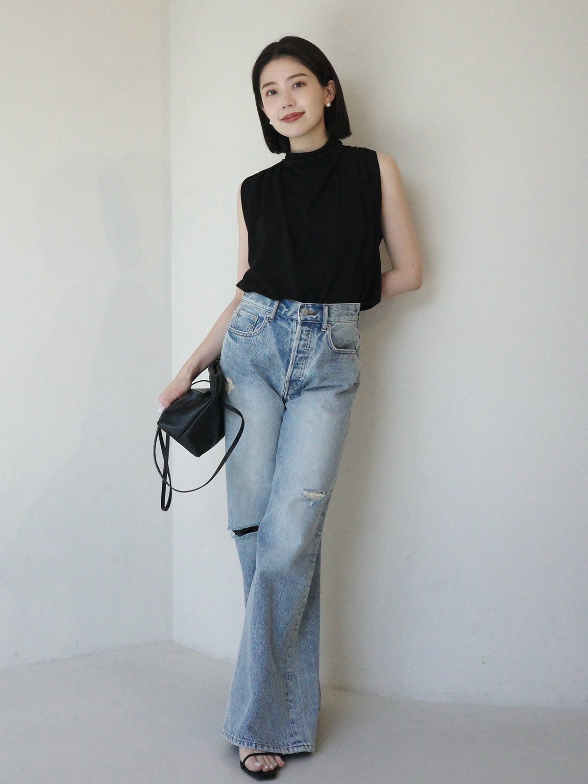 トリアセギャザードレープカットトップス