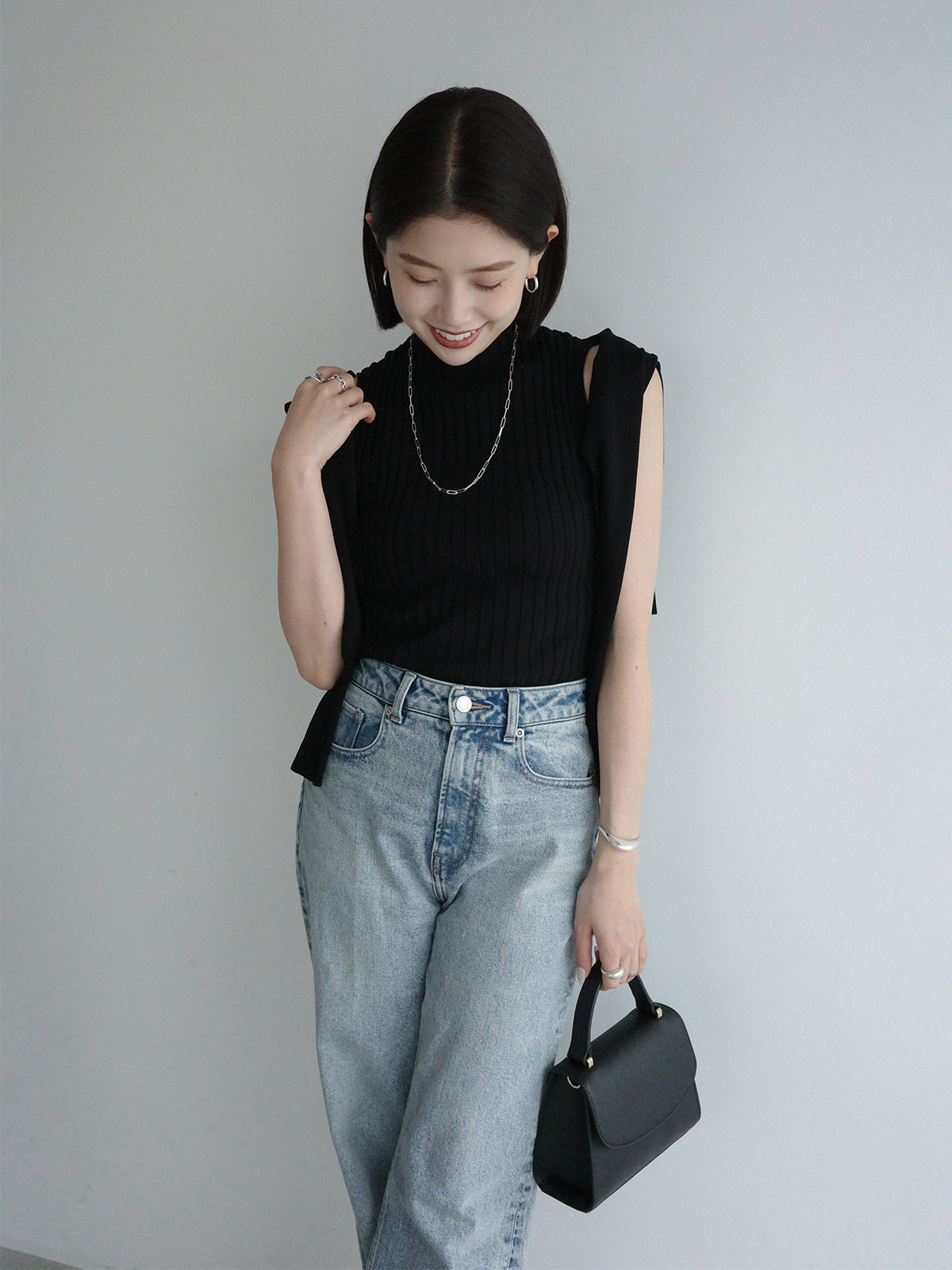 Mercerized Cotton Rib Knit Top
