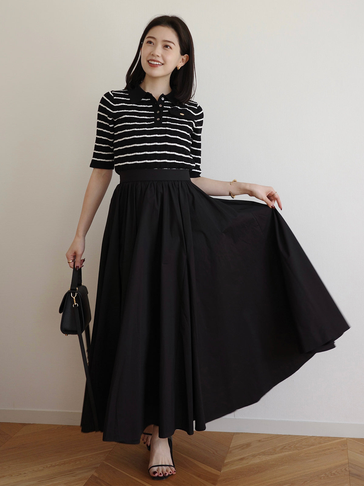 ケーブルポロドッキングニットワンピース