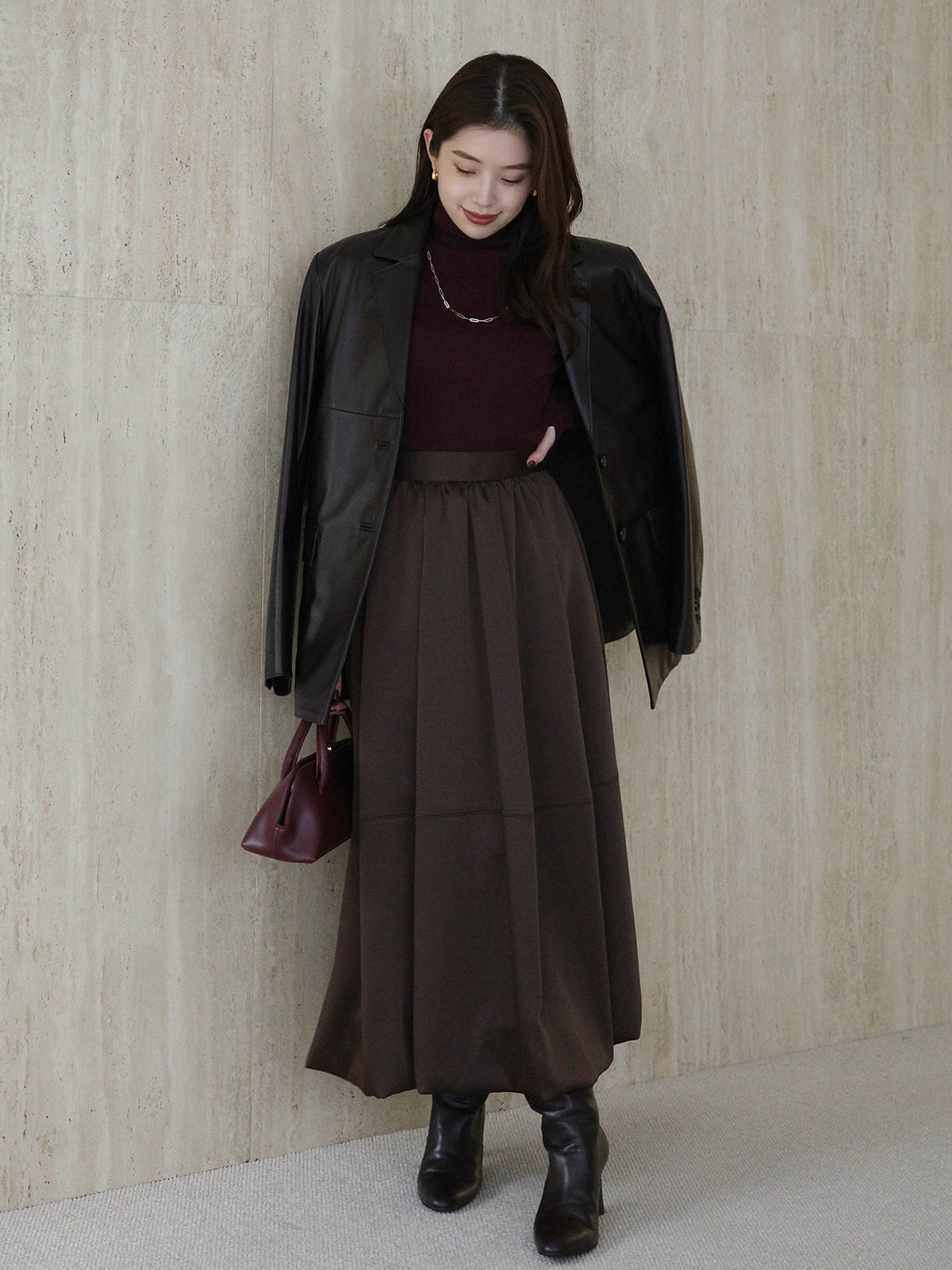 アセライクサテンバルーンスカート