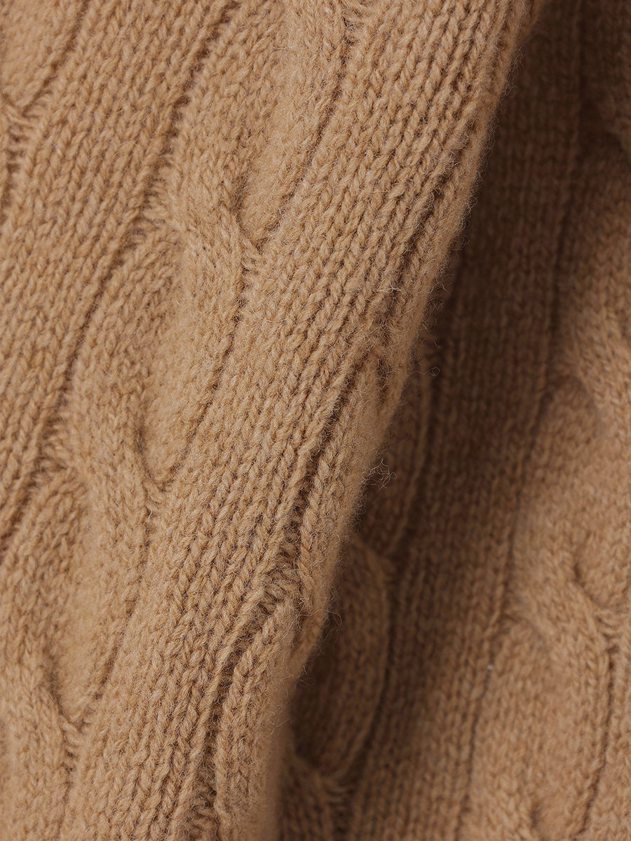 【POLO RALPH LAUREN】Wool-Cashmere Cable Polo Sweater