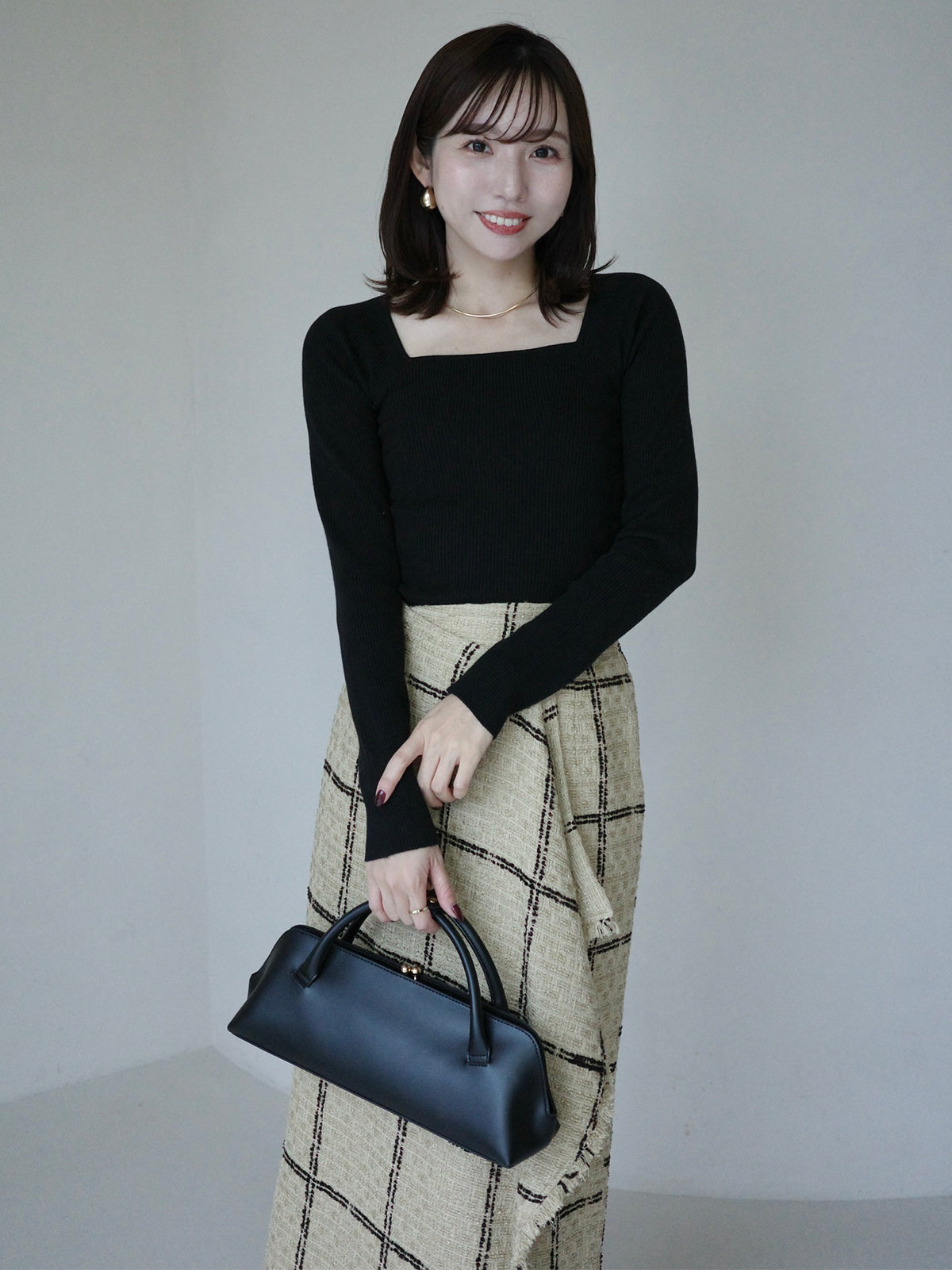 ツイードラップスカート