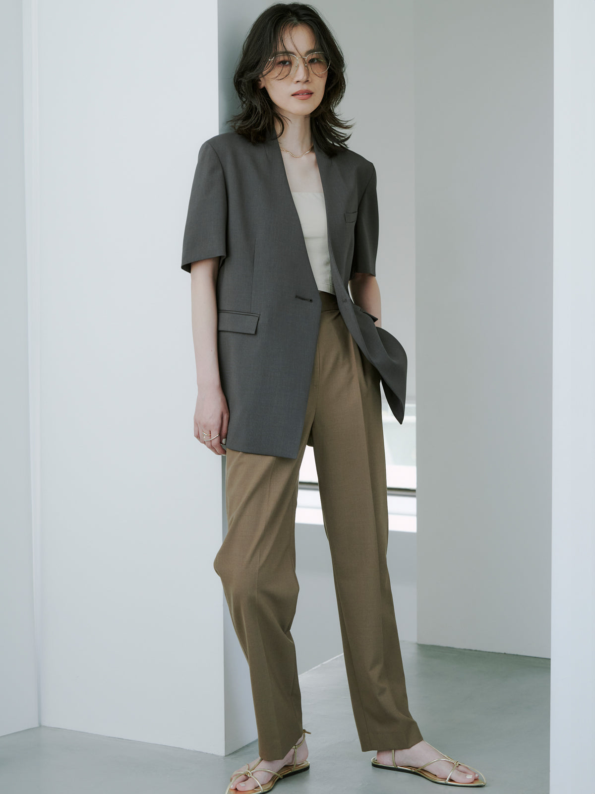 ハイネックノーカラージャケット