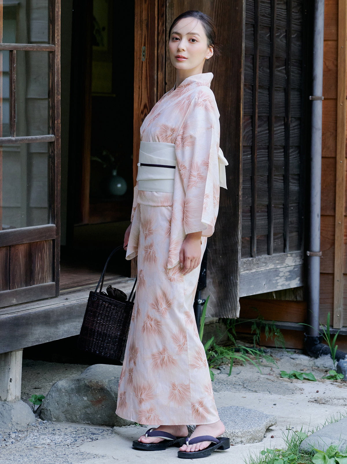 mist bloom yukata set - PINK BEIGE