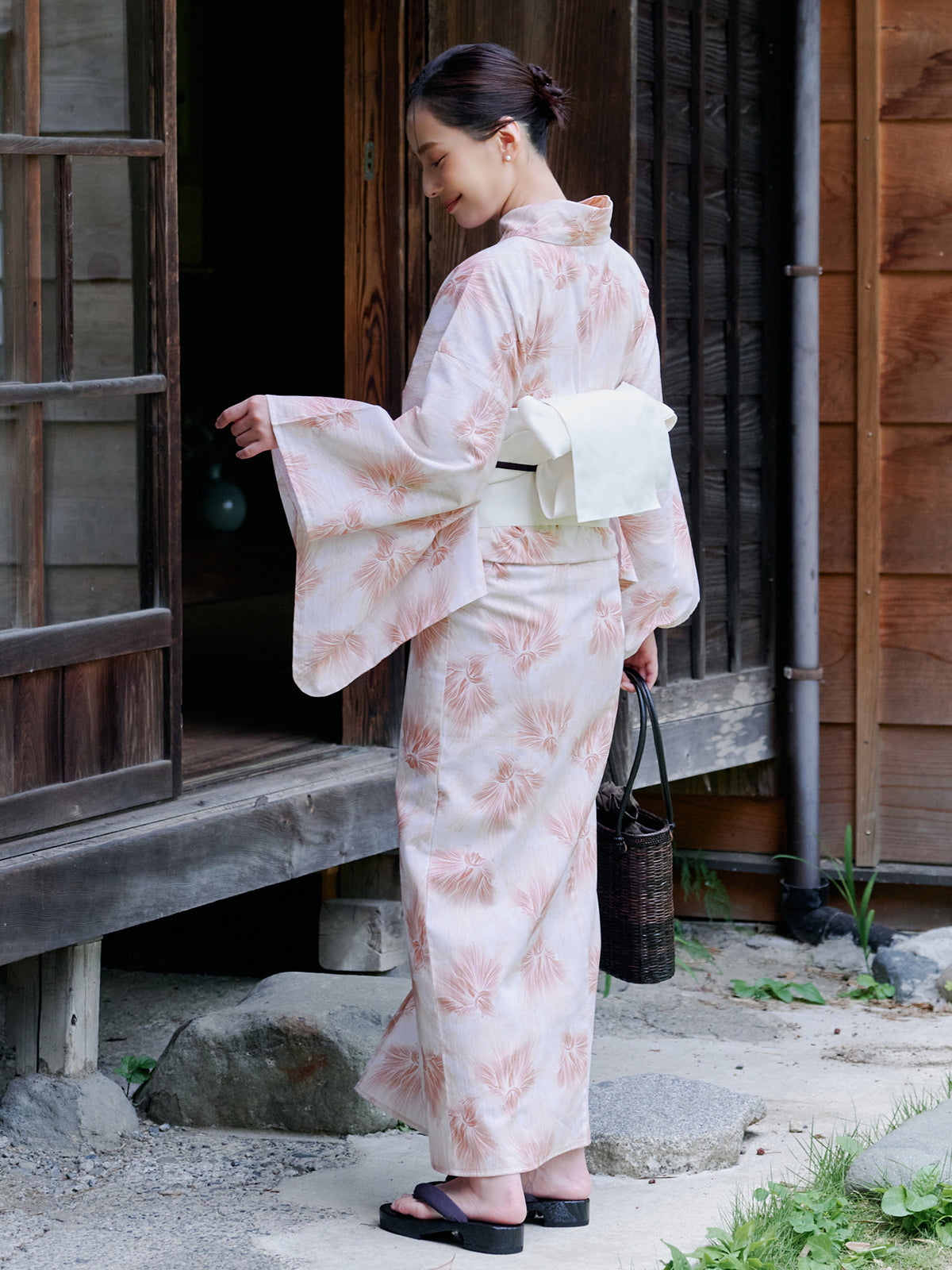 mist bloom yukata set - PINK BEIGE