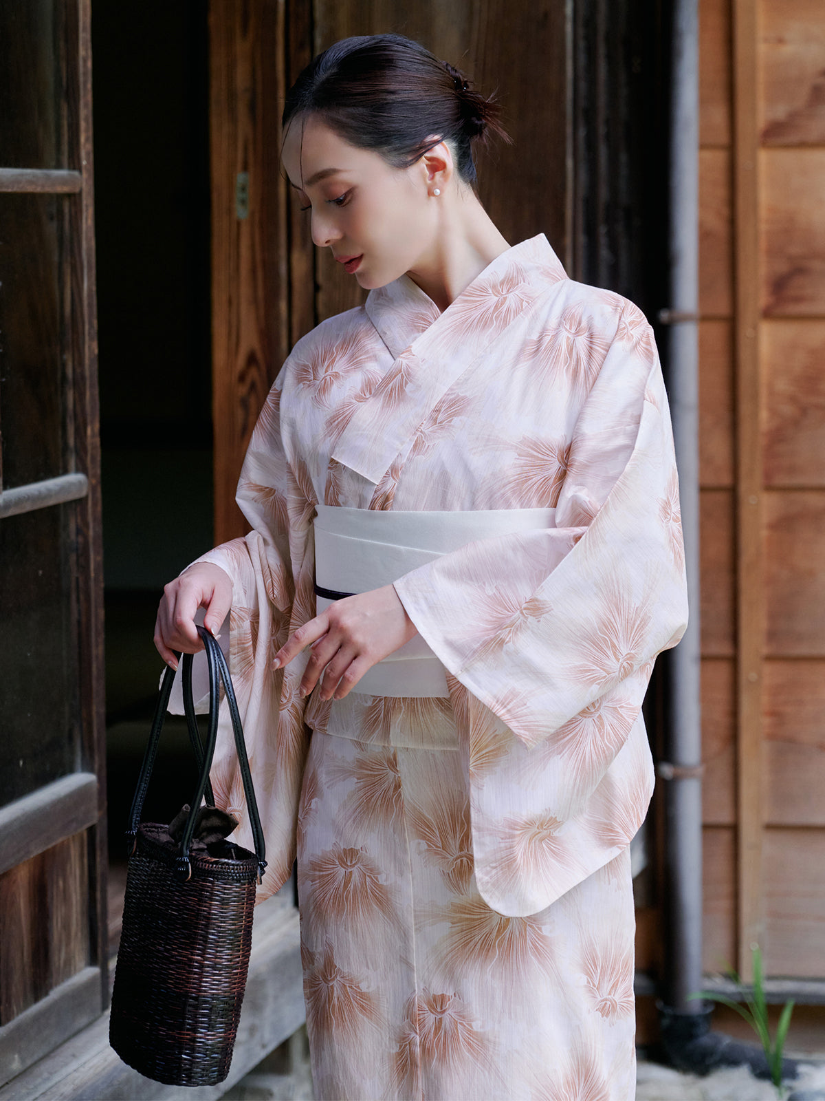 mist bloom yukata set - PINK BEIGE