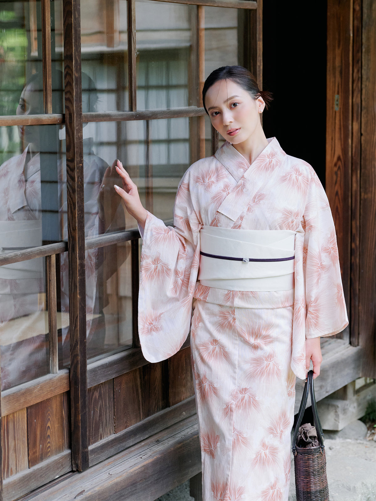 mist bloom yukata set - PINK BEIGE