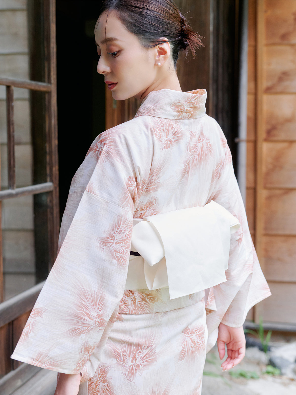 mist bloom yukata set - PINK BEIGE