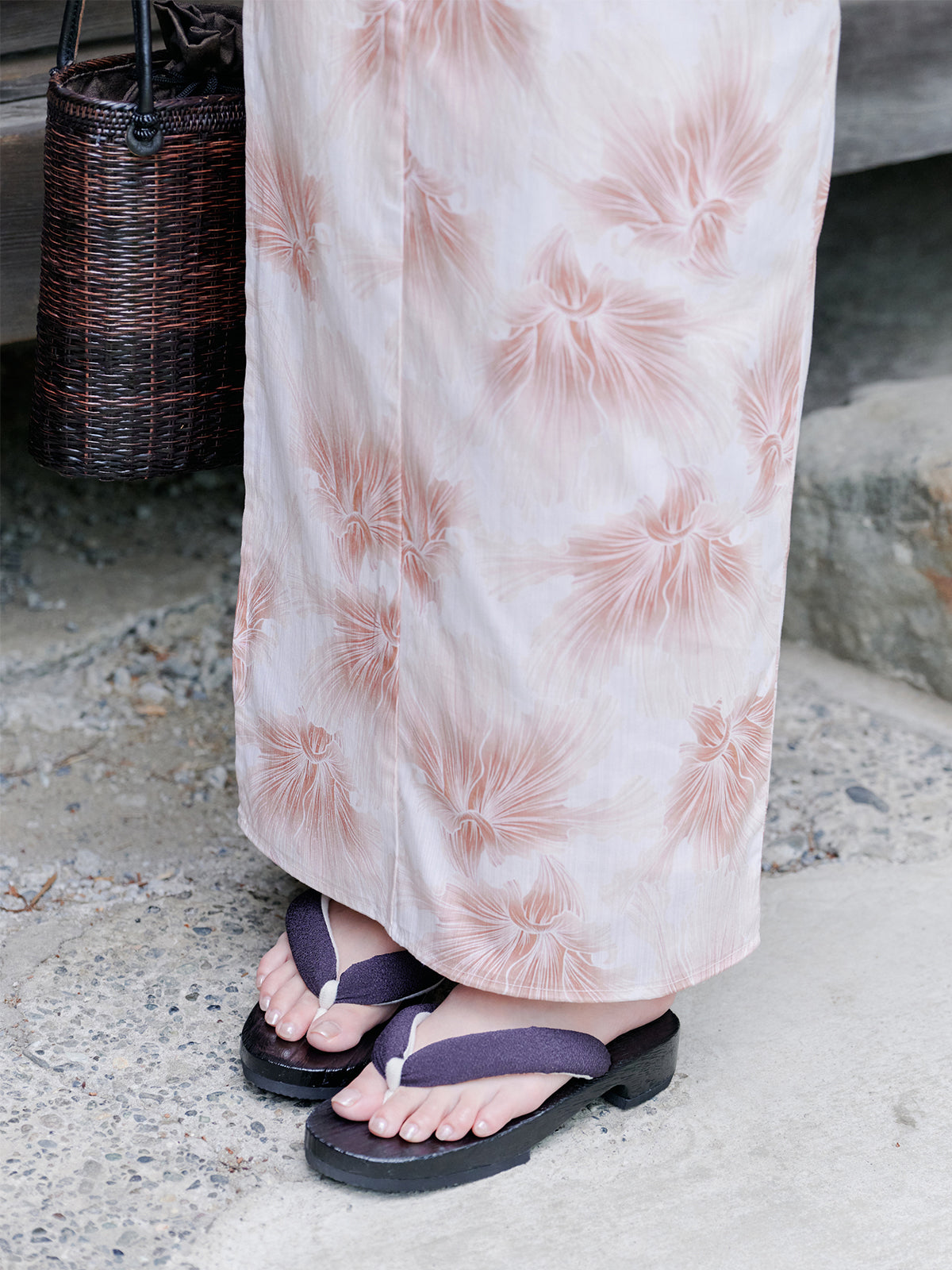 mist bloom yukata set - PINK BEIGE