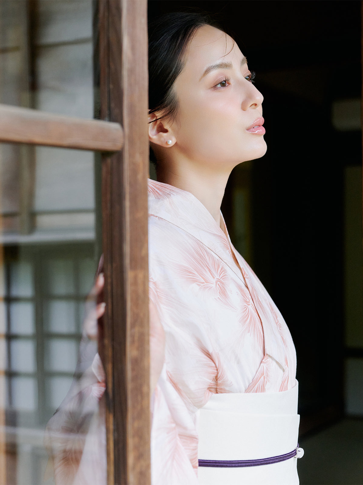 mist bloom yukata set - PINK BEIGE