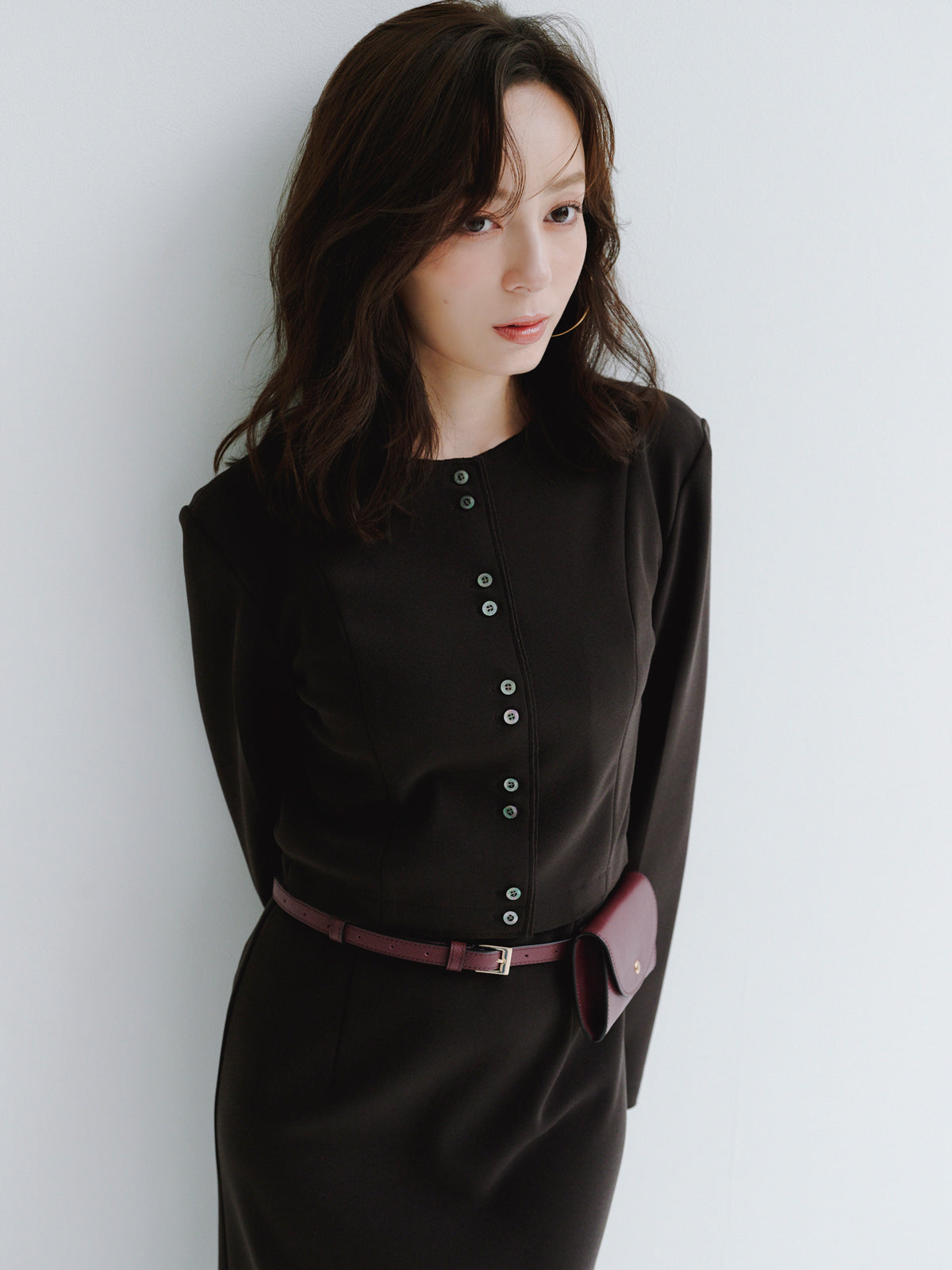 カットジョーゼットショートカーディガン