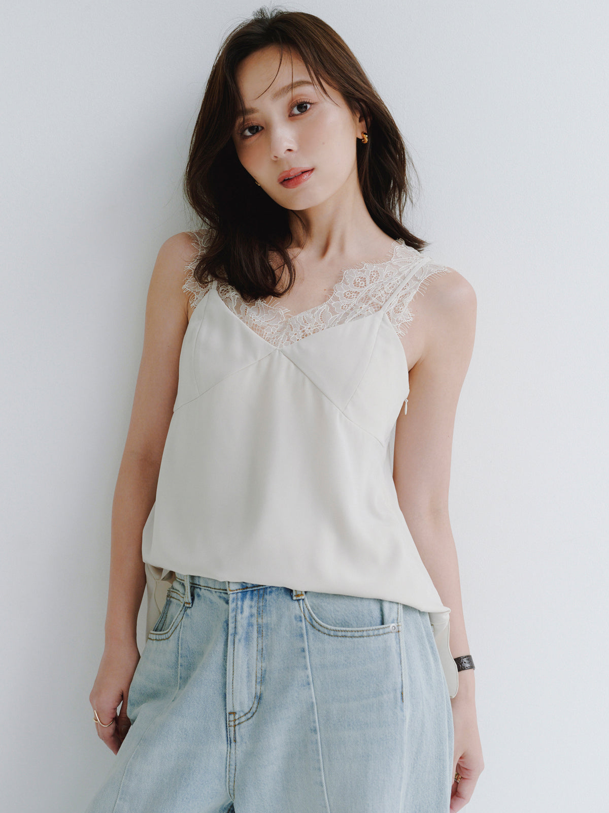 レーストリムカップインキャミソール