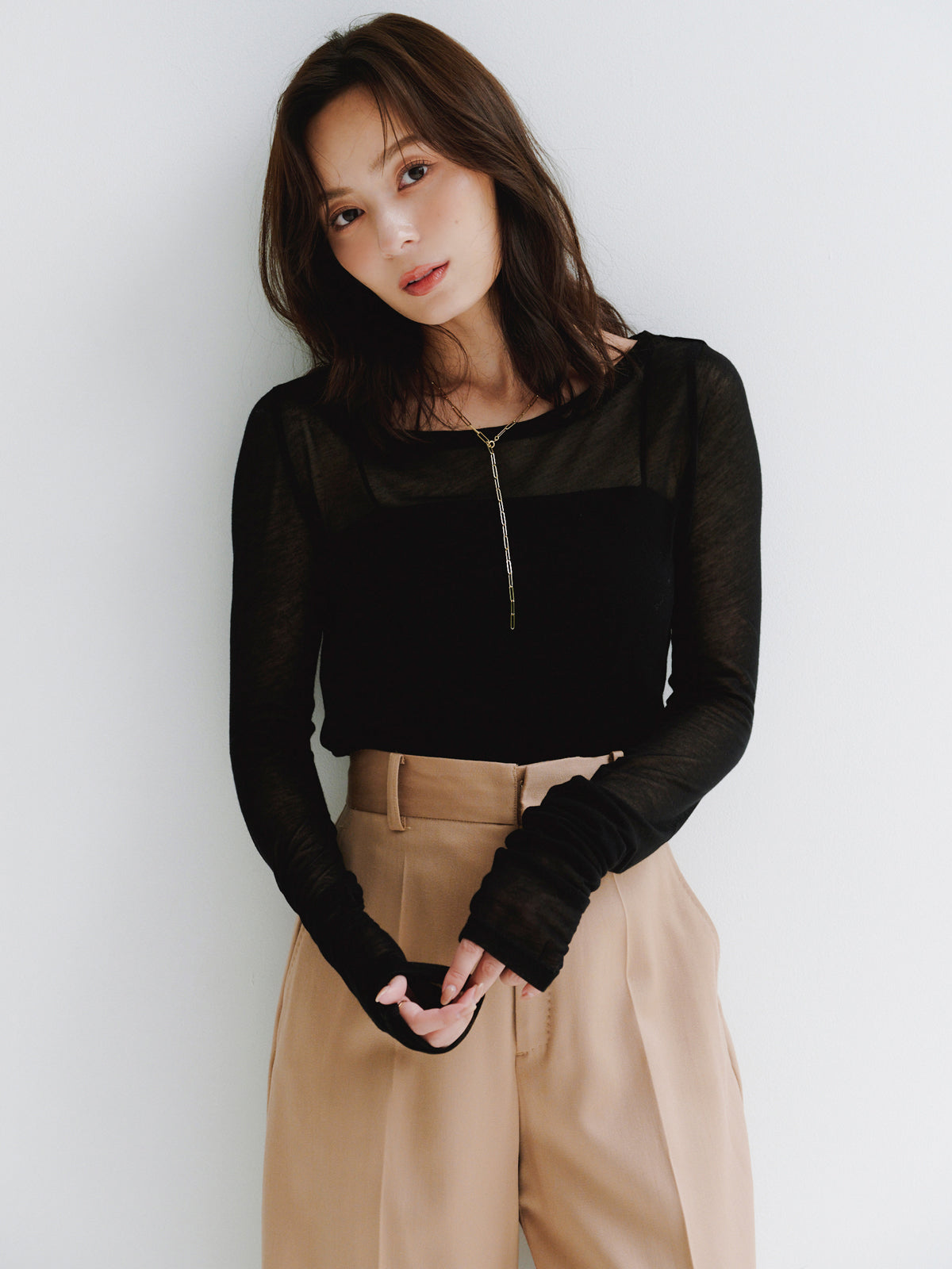 シアーロングスリーブT シャツ