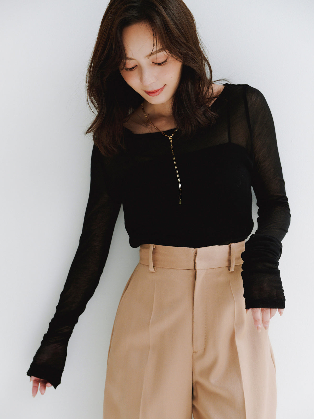 シアーロングスリーブT シャツ