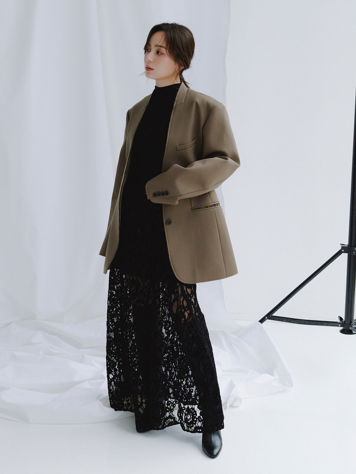 【新品タグ付き】anuans ベロアレースナロースカート ベロアレースナロースカート