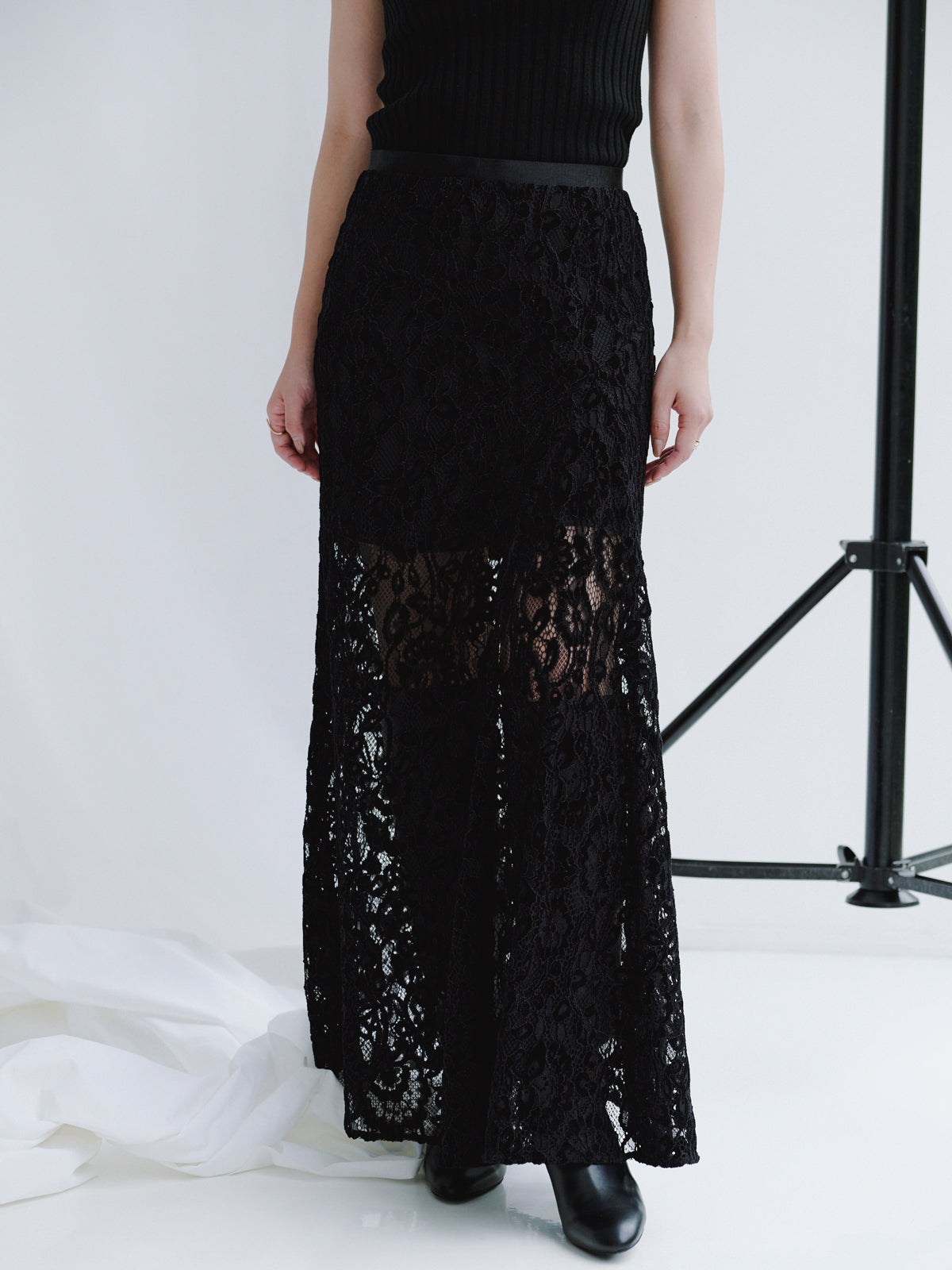 ベロアレースナロースカート