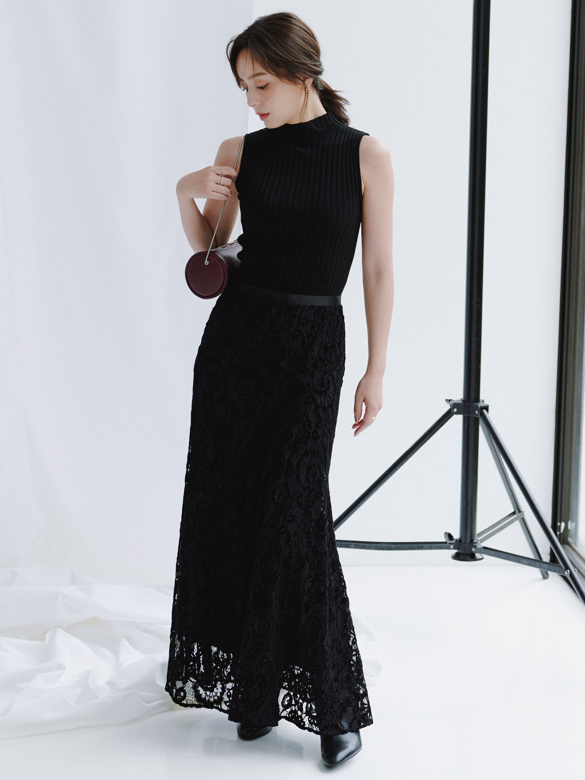 ベロアレースナロースカート