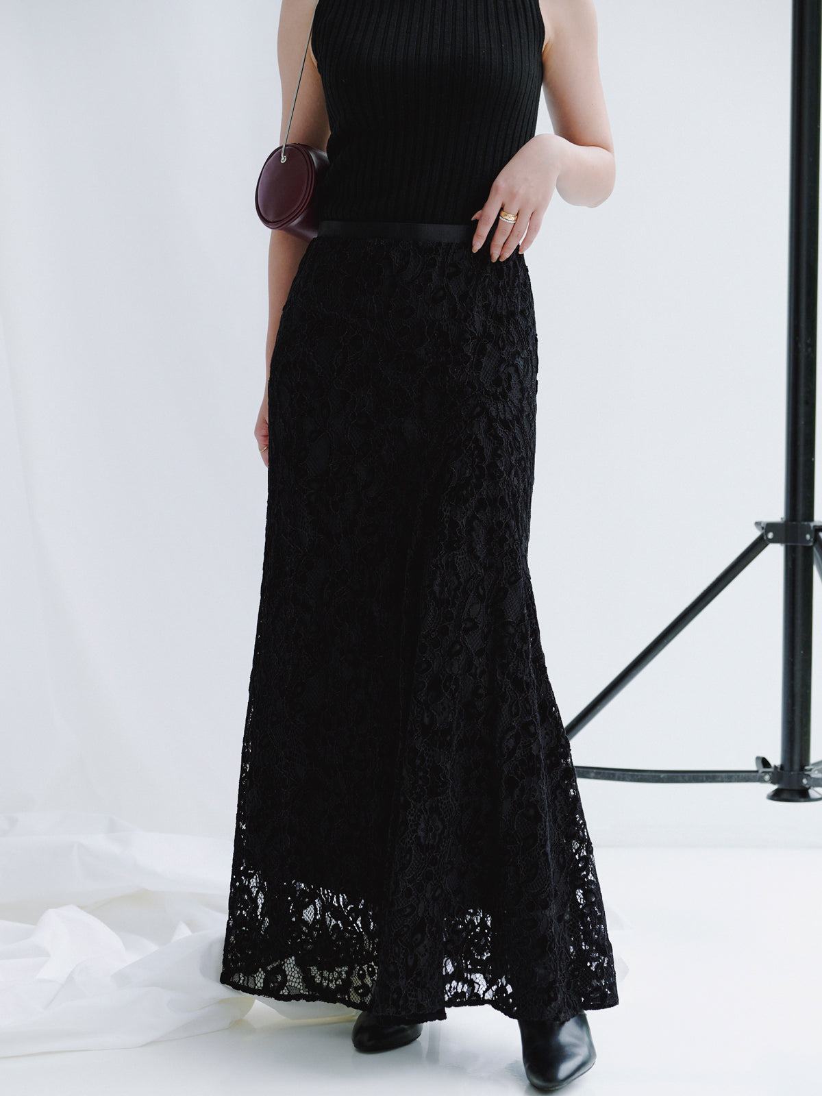 ベロアレースナロースカート