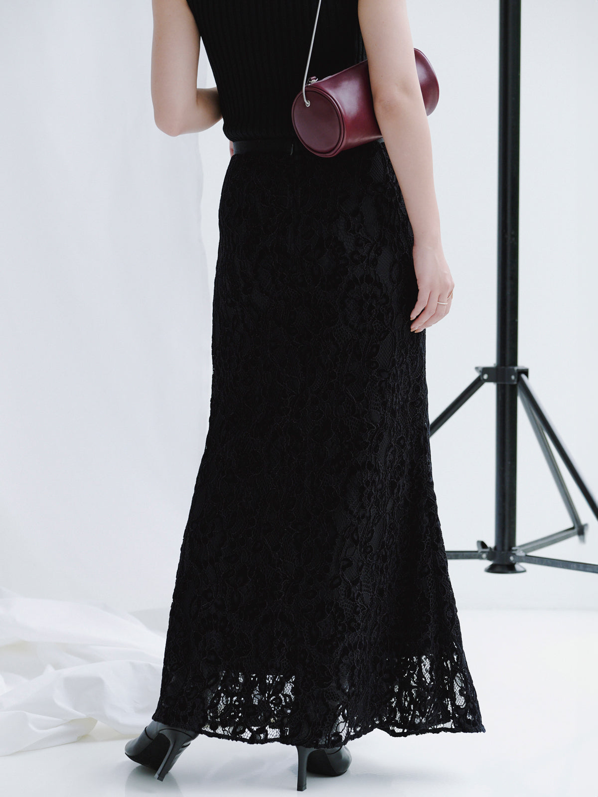 ベロアレースナロースカート