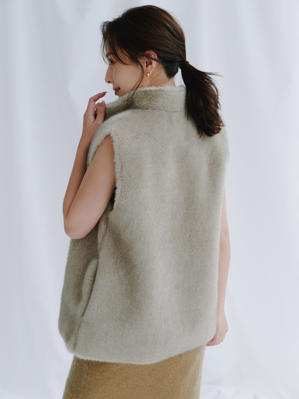 立领毛皮背心