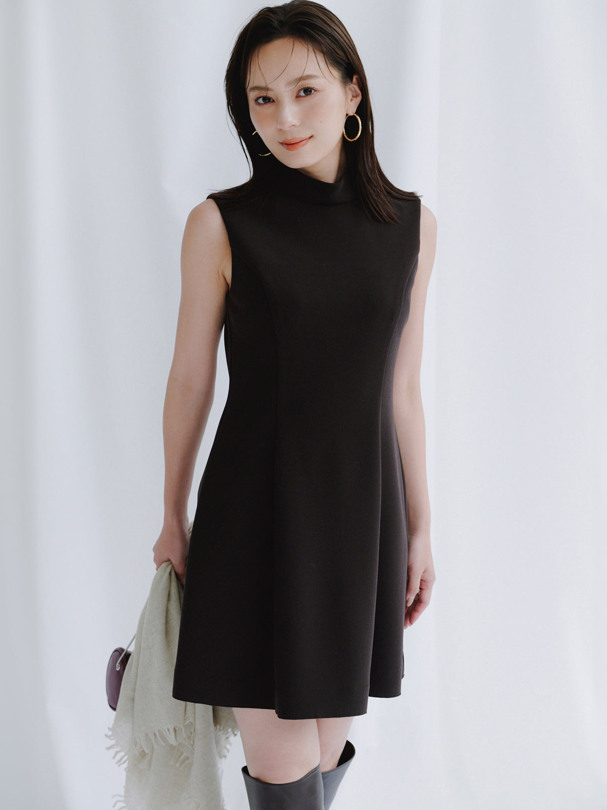 カットジョーゼットミニワンピース