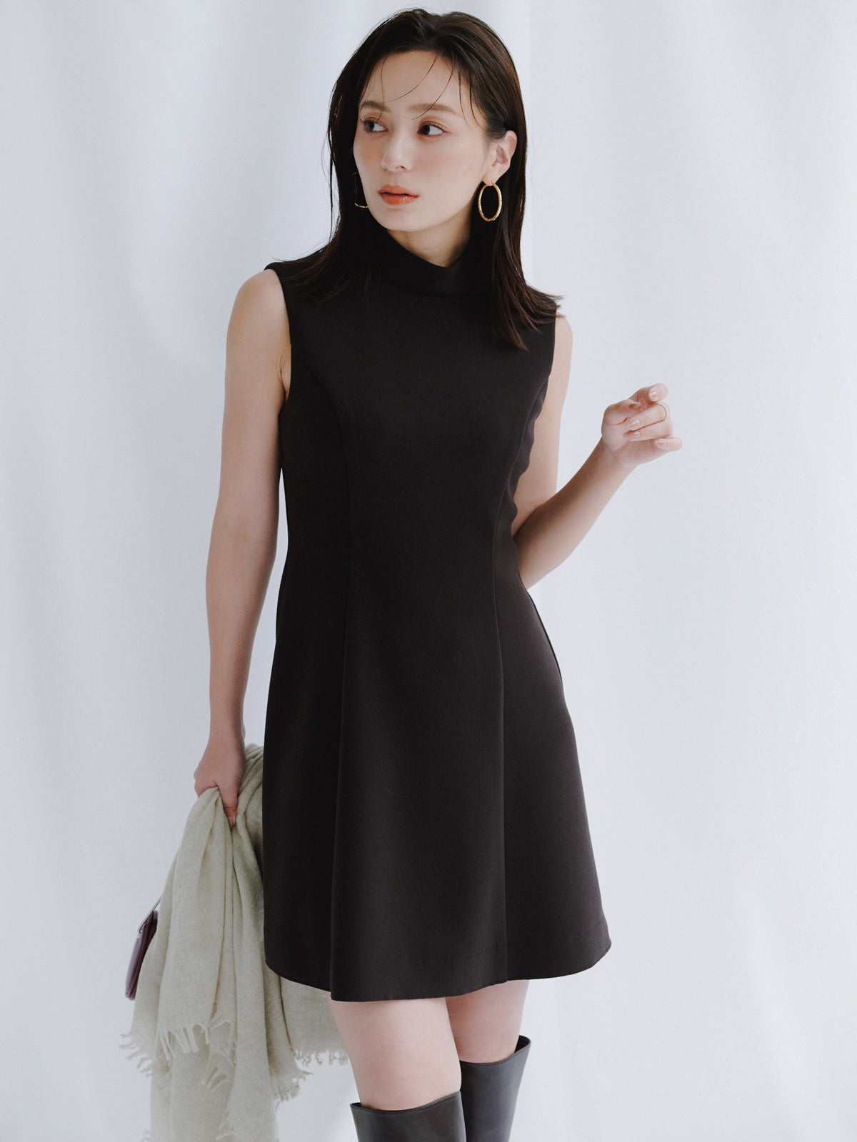 カットジョーゼットミニワンピース