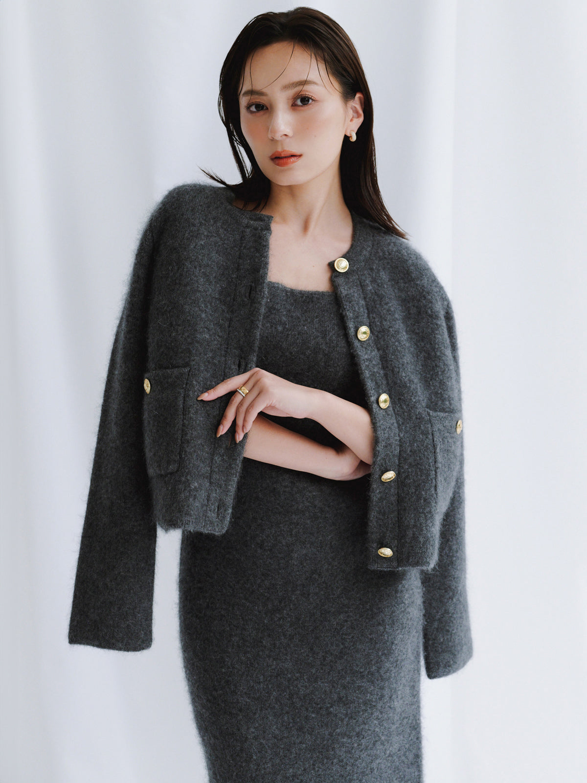 カシミヤブレンドキャミソールニットワンピース