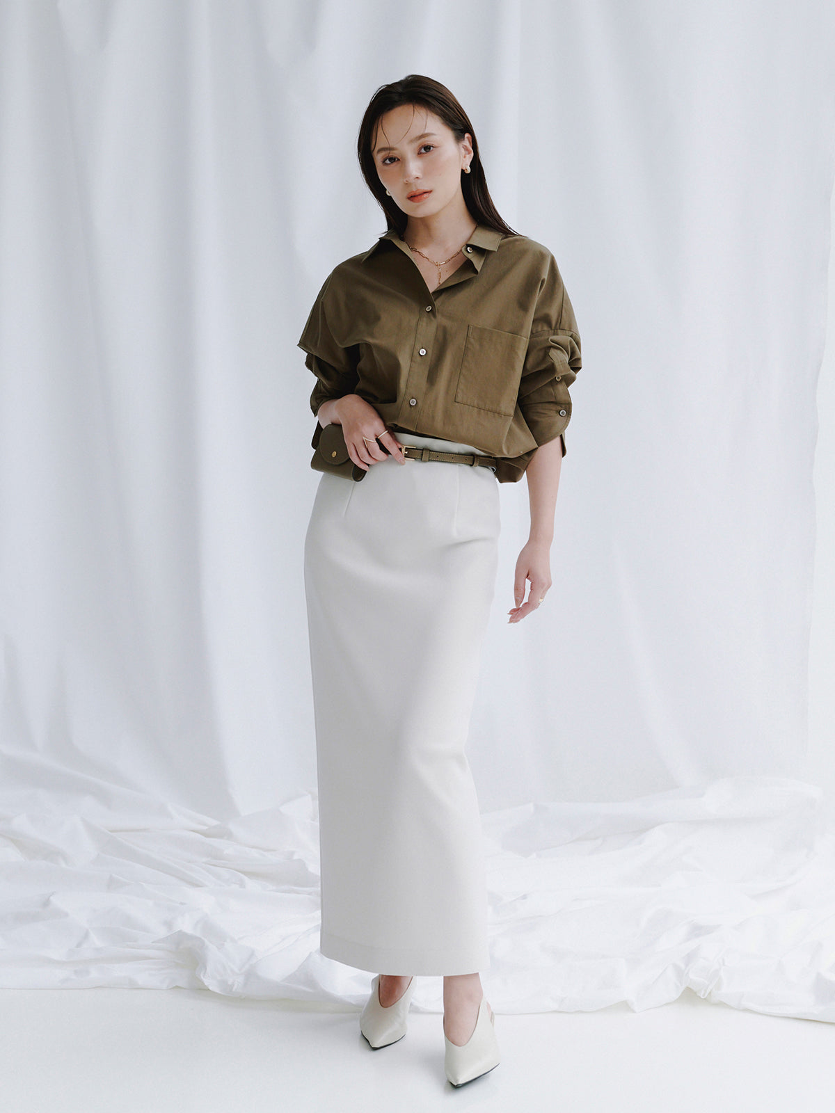 カットジョーゼットタイトスカート