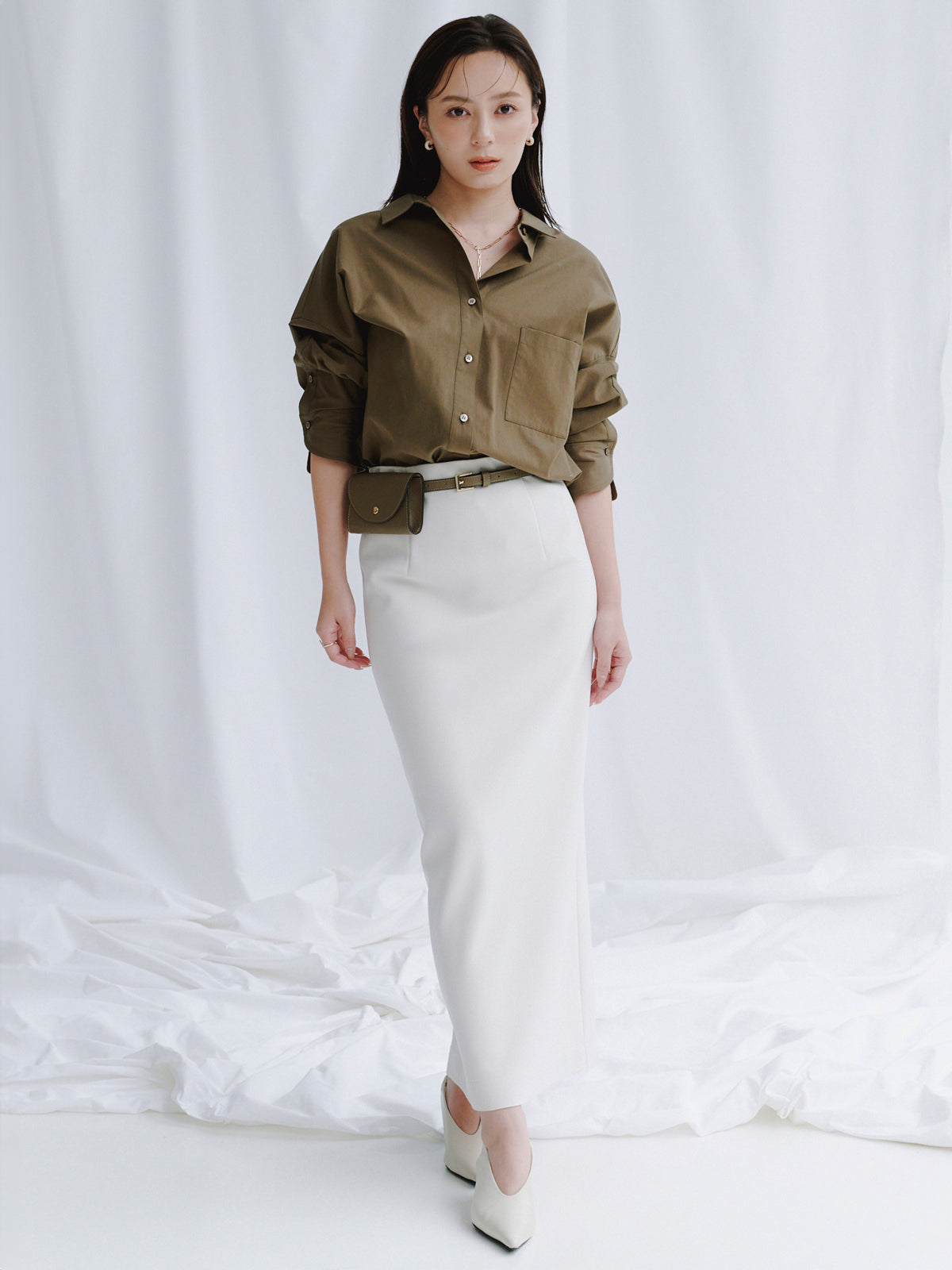 カットジョーゼットタイトスカート