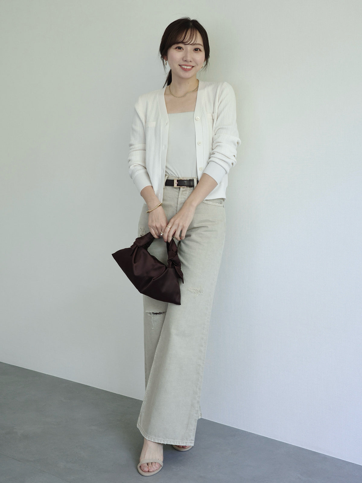 ラティスケーブルニットカーディガン