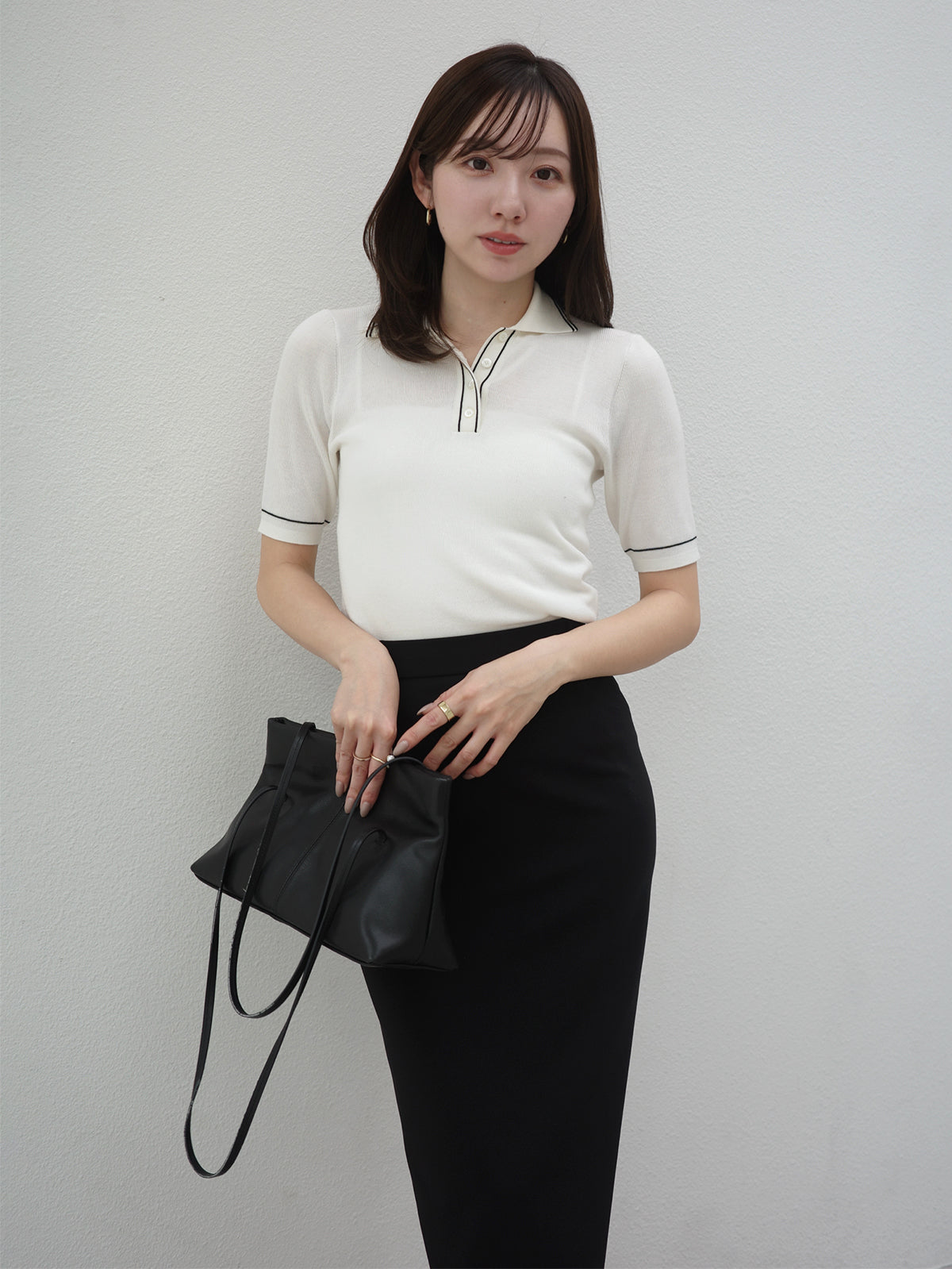 テンセルポロニットトップス