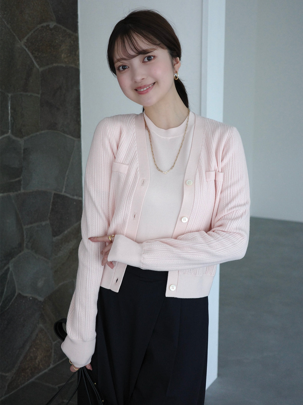 ラティスケーブルニットカーディガン