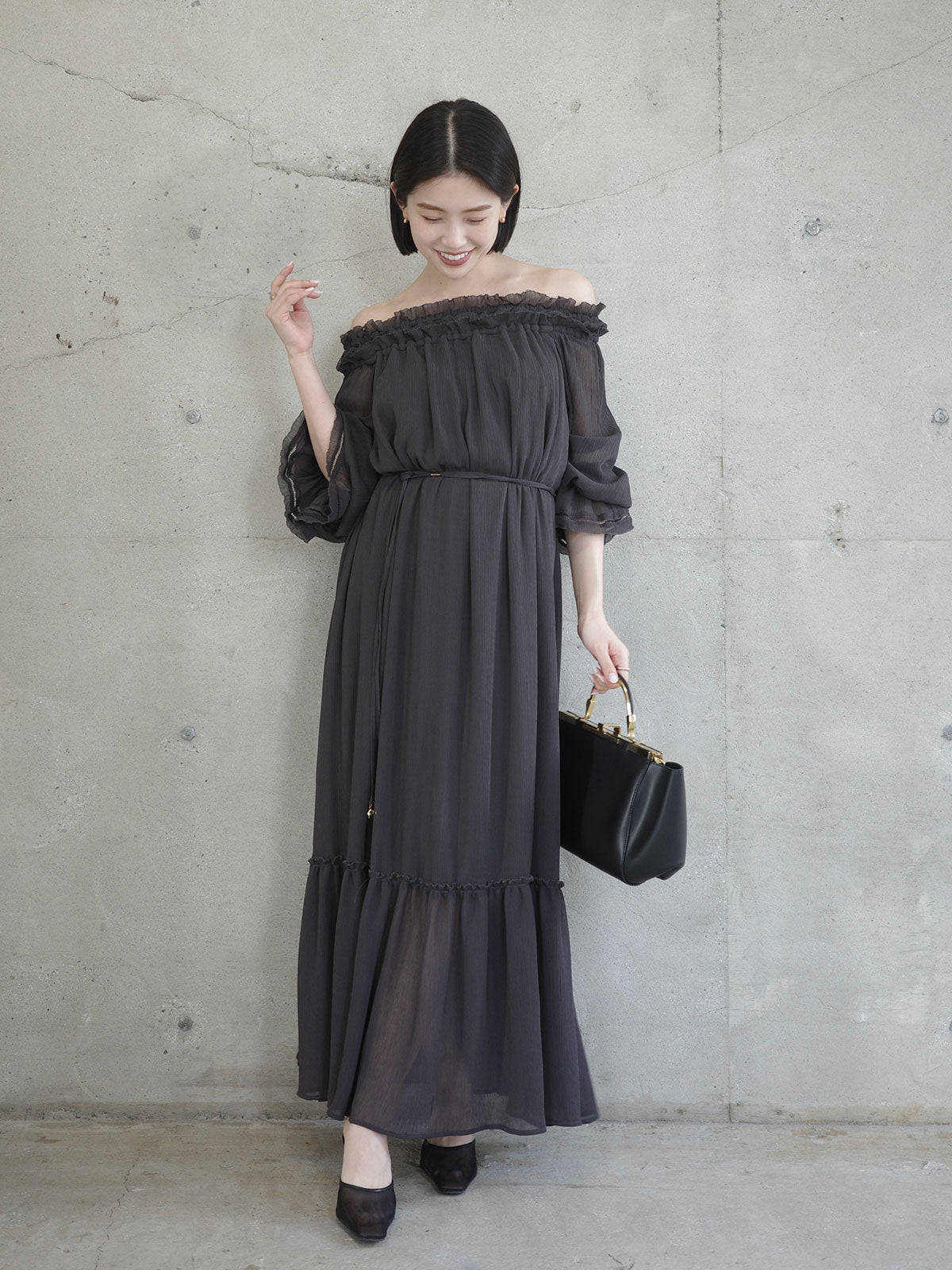 PR:157cm COLOR:CHARCOAL GREY SIZE:F