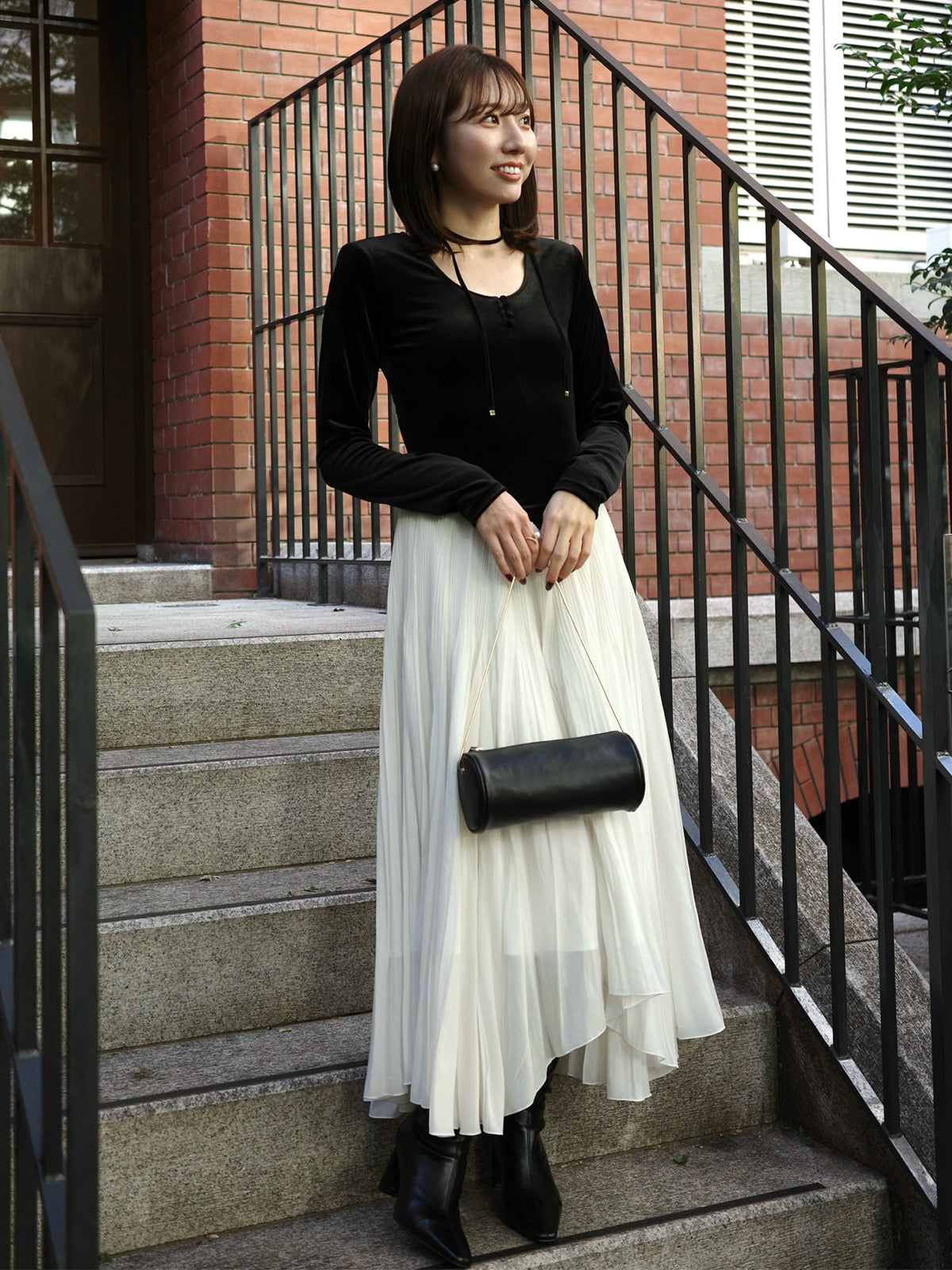 ベロアシフォンドッキングワンピース