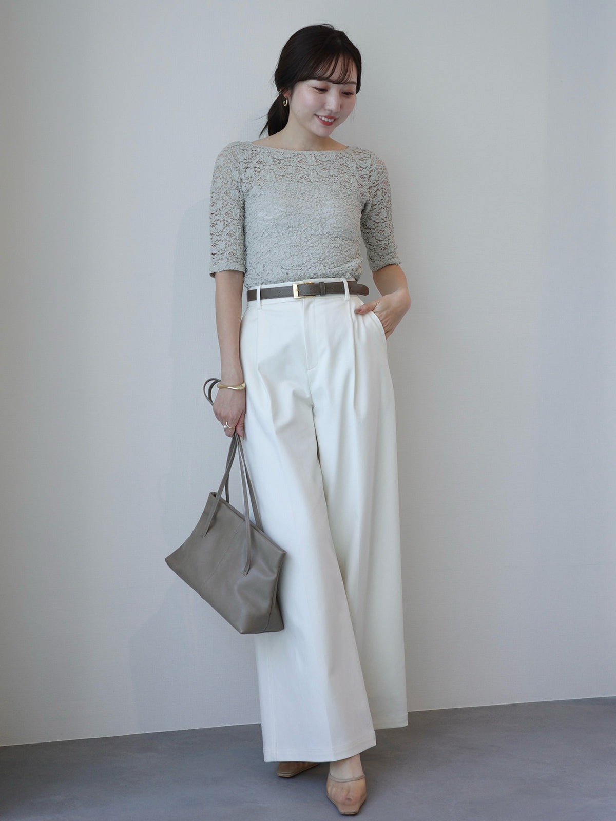 シュリンクレースボートネックプルオーバー