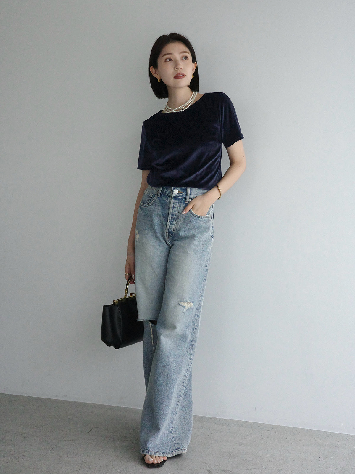 Triacetate Velour Cut T-Shirt