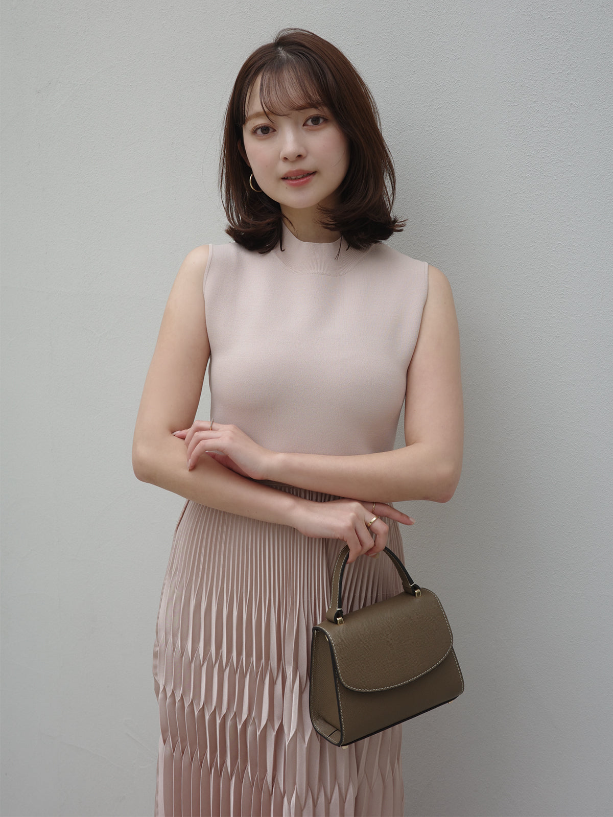 コンビプリーツニットドッキングワンピース