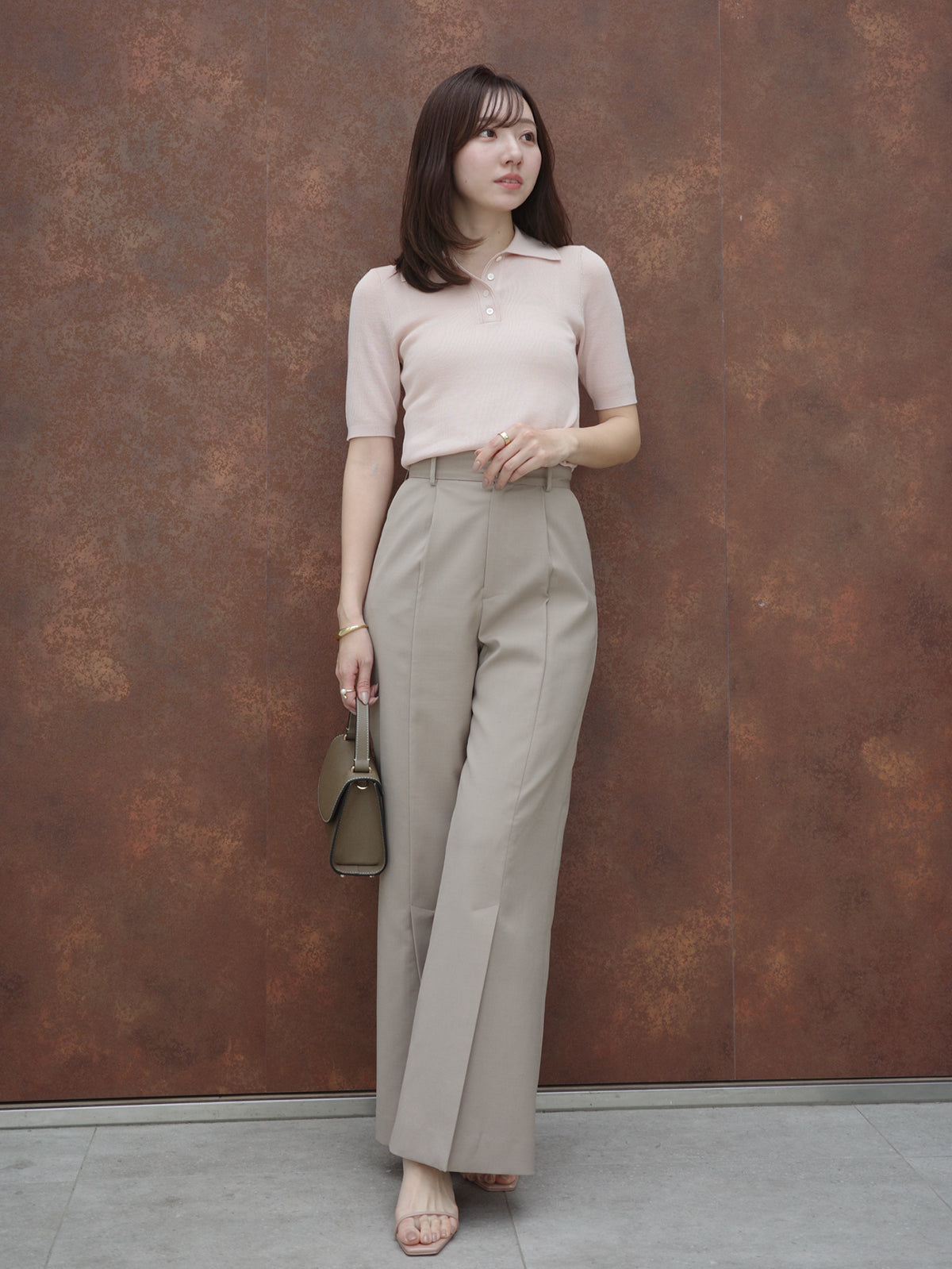 テンセルポロニットトップス