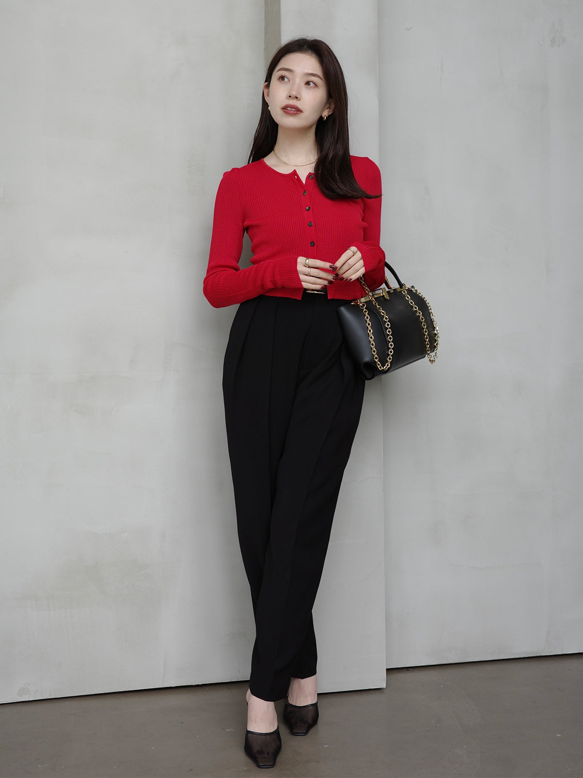 リュクスビスコースリブニットカーディガン