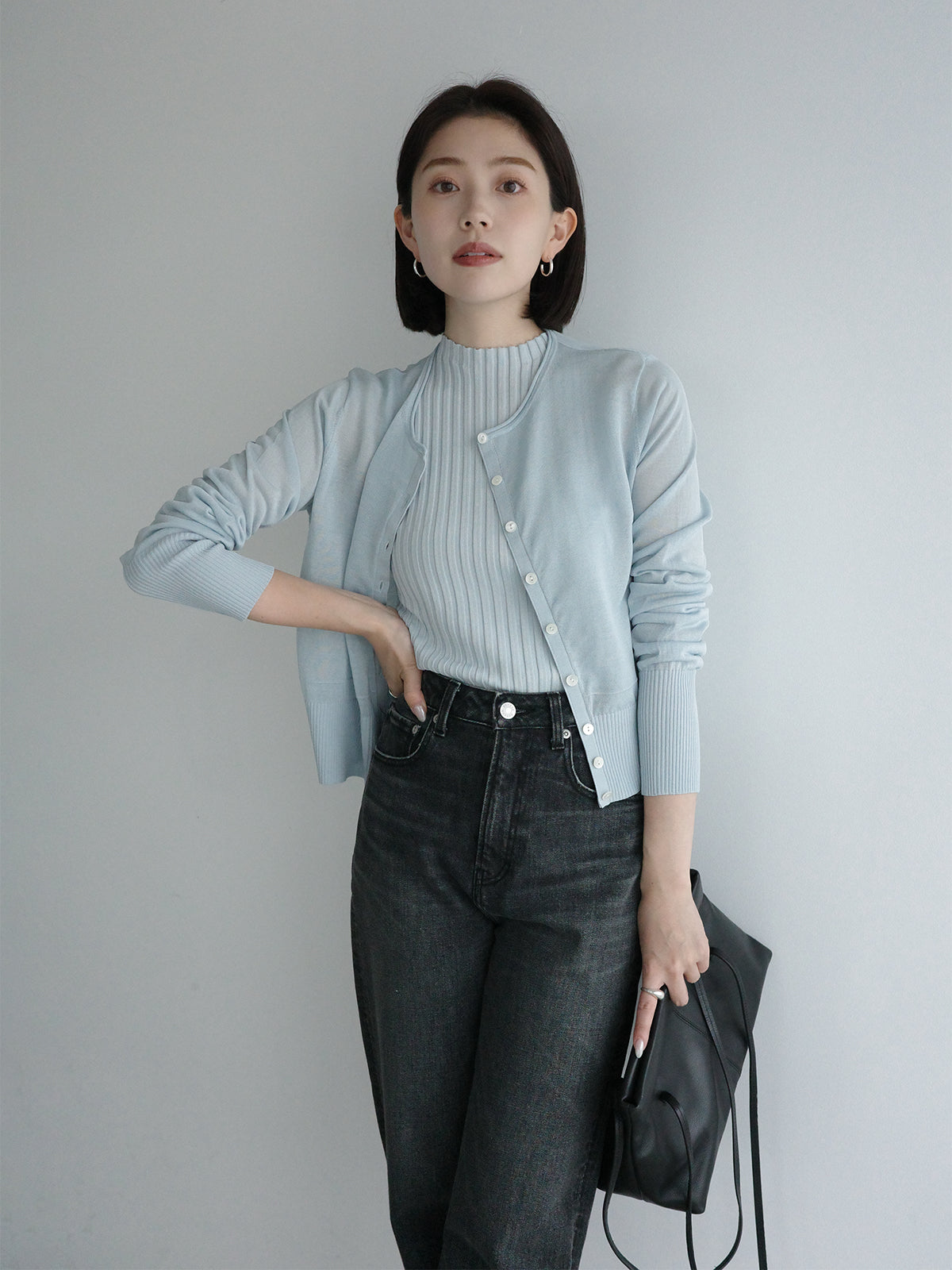 Mercerized Cotton Rib Knit Top