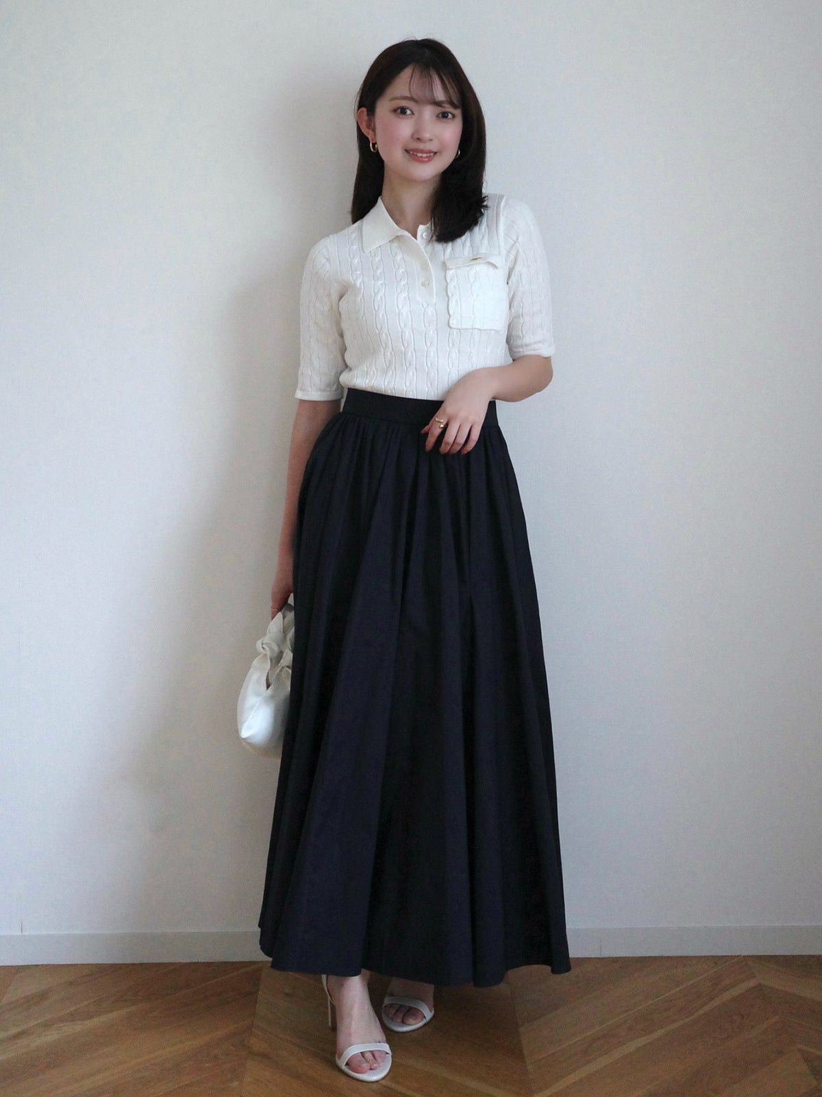 ケーブルポロドッキングニットワンピース