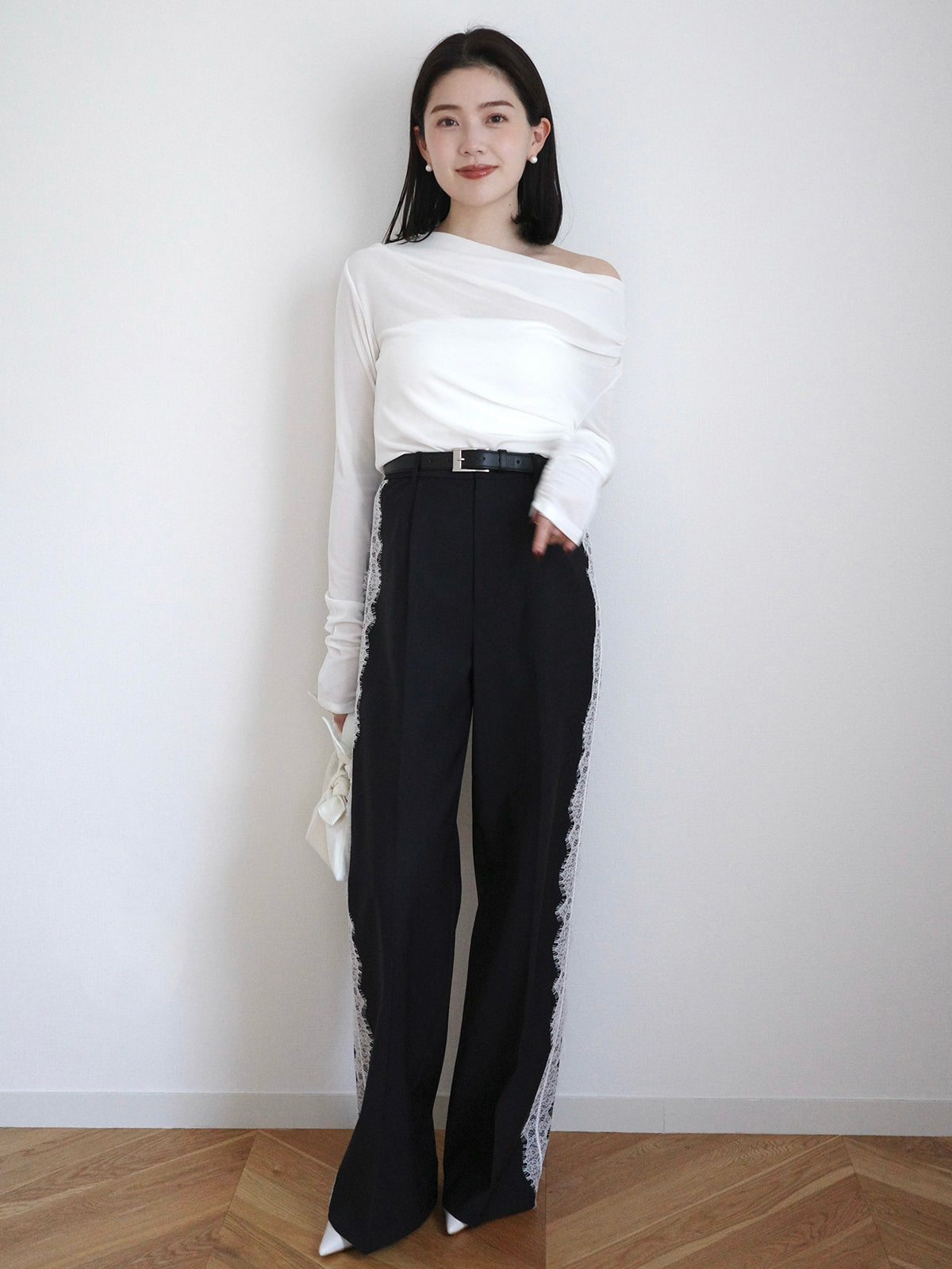 アセテートギャザードレープカットトップス